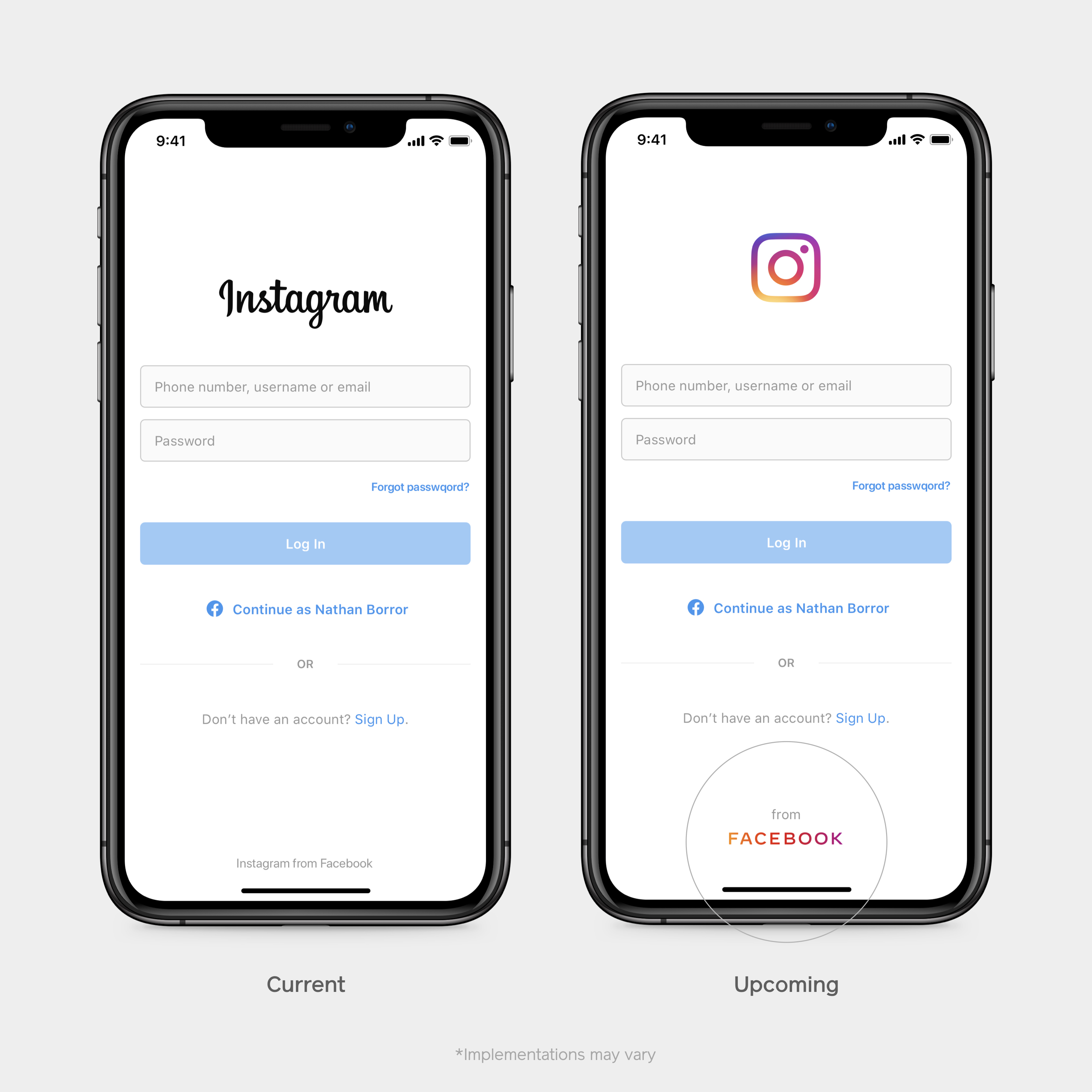 How Facebook's new corporate logo will appear on Instagram