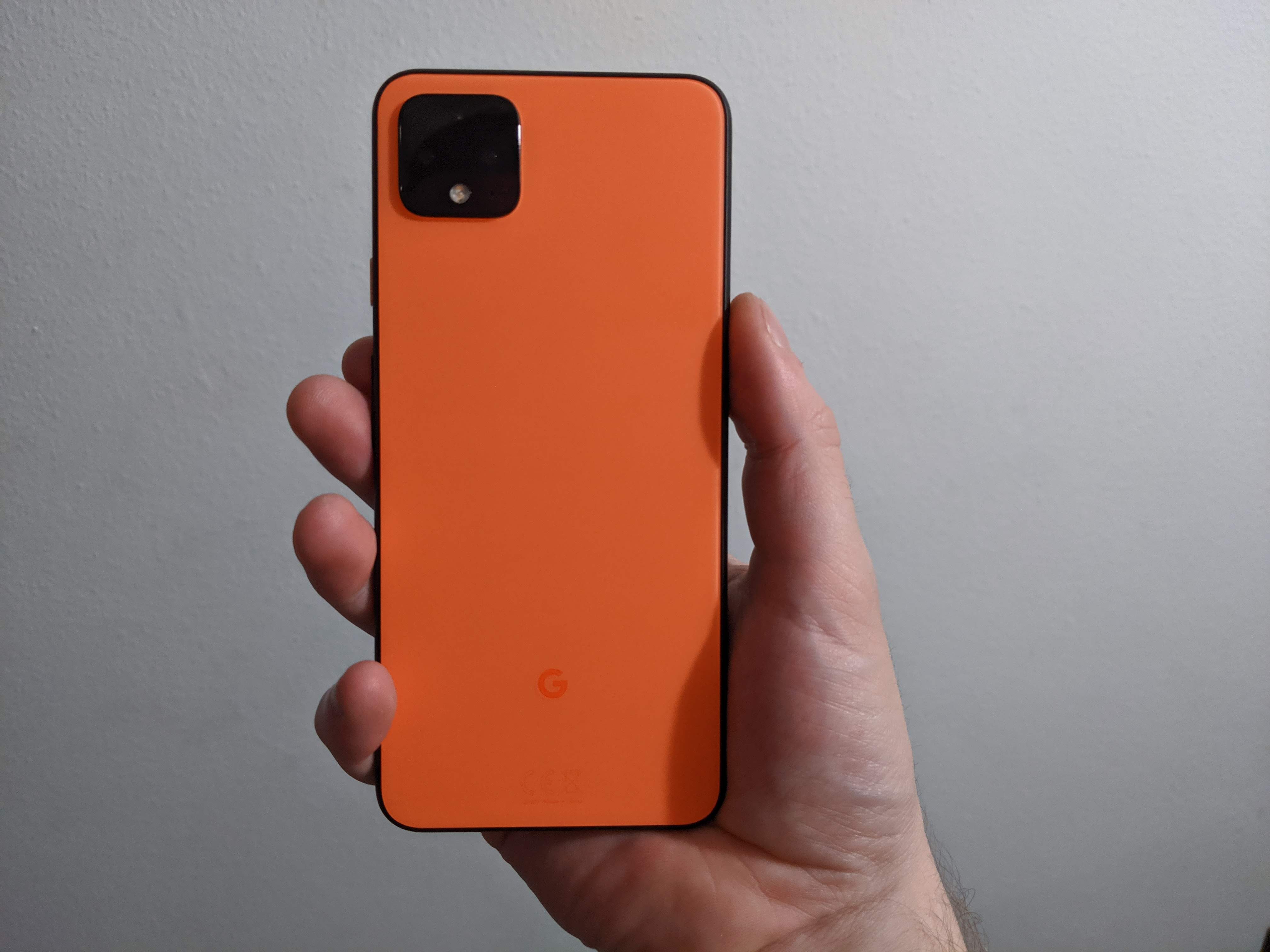 The Google Pixel 4 in the 'oh-so orange' colour