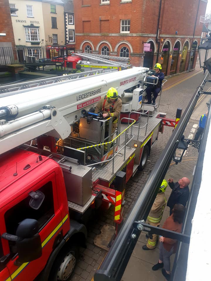 The fire service shortly after arriving in Market Borough