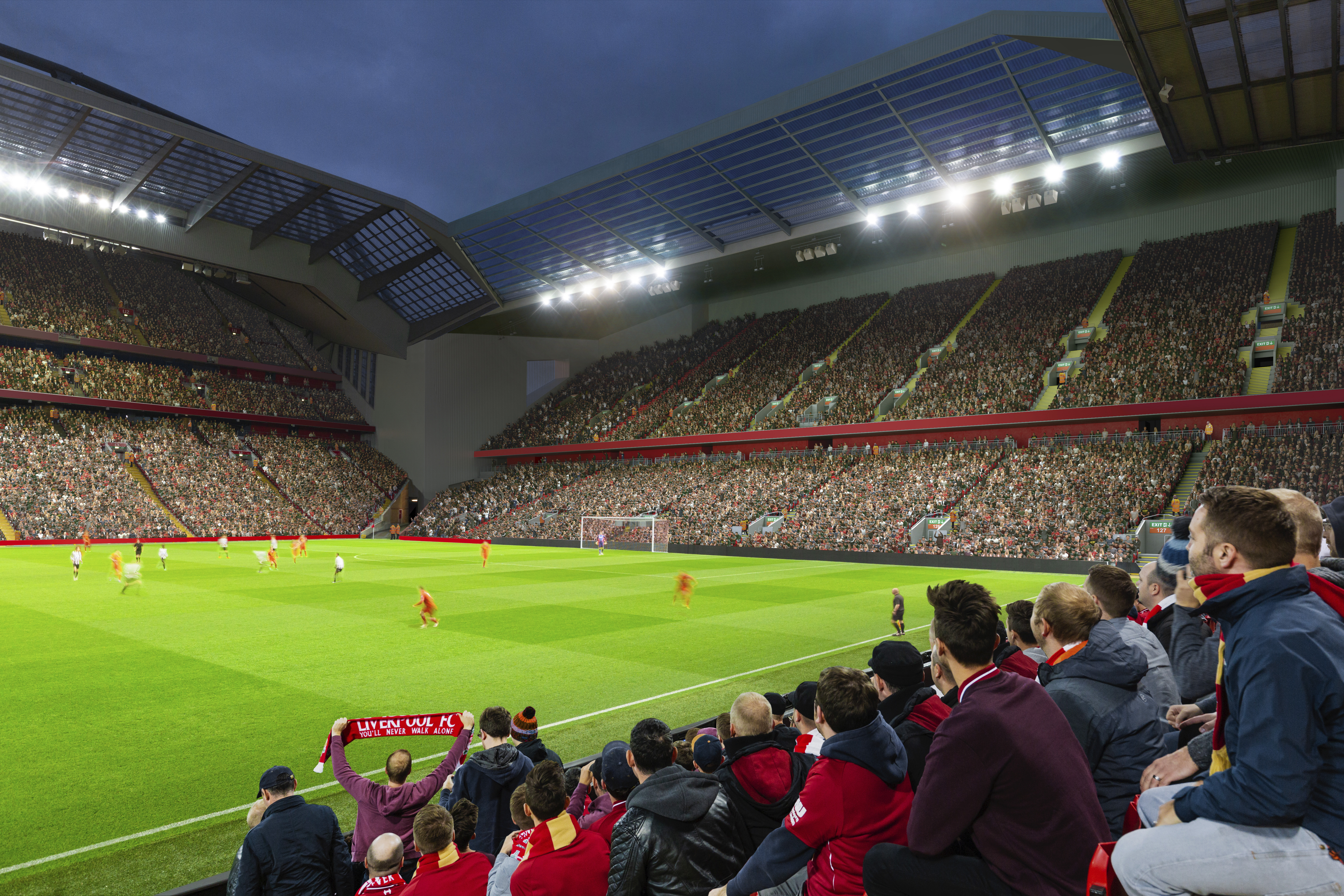Что происходит на стадионе. Стадион Энфилд Ливерпуль. Ливерпуль Энфилд роуд. Энфилд роуд стадион. Энфилд стадион реконструкция 2022.