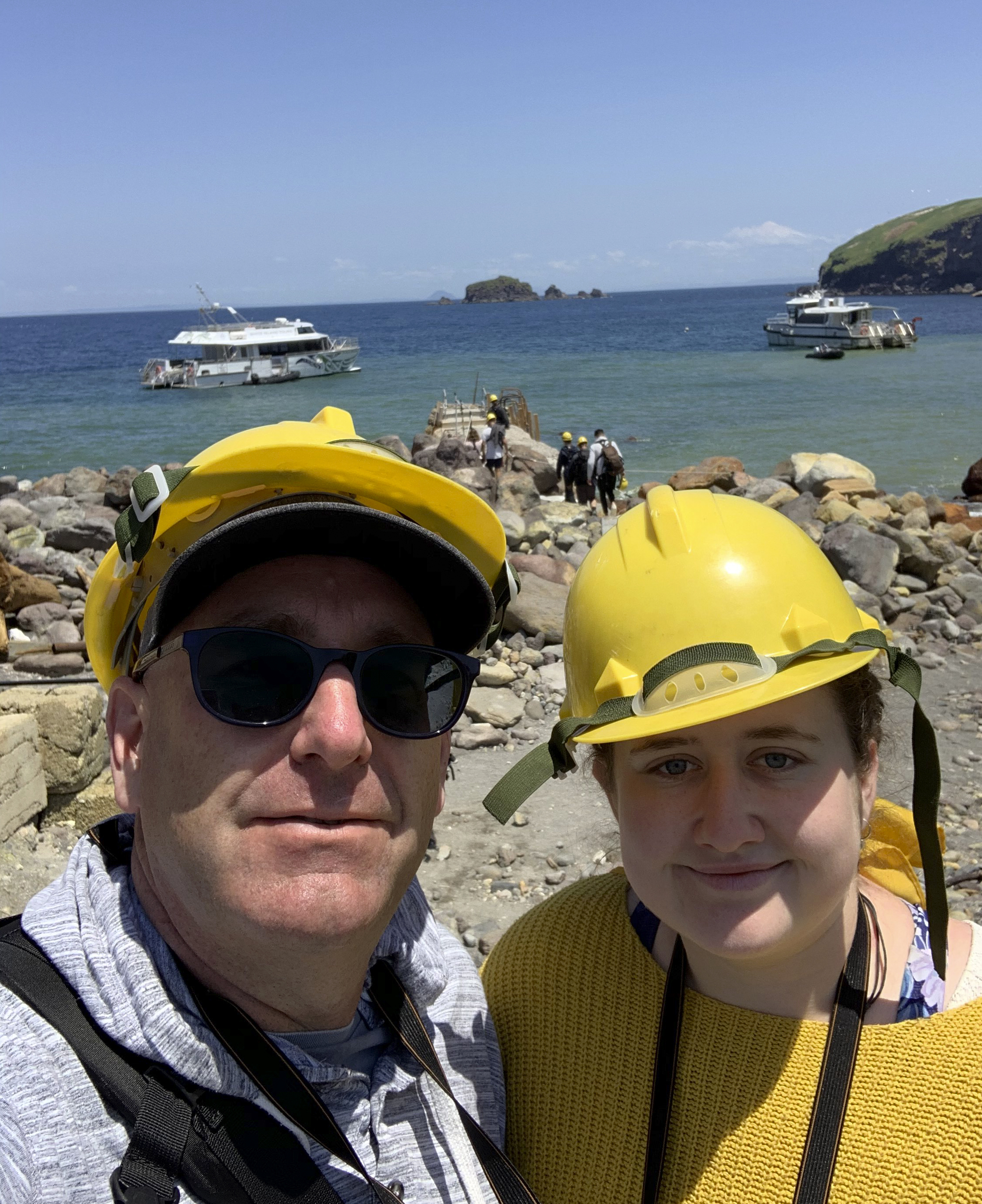 Lillani Hopkins with her father Geoff prior to the eruption on White Island off the coast of Whakatane, New Zealand