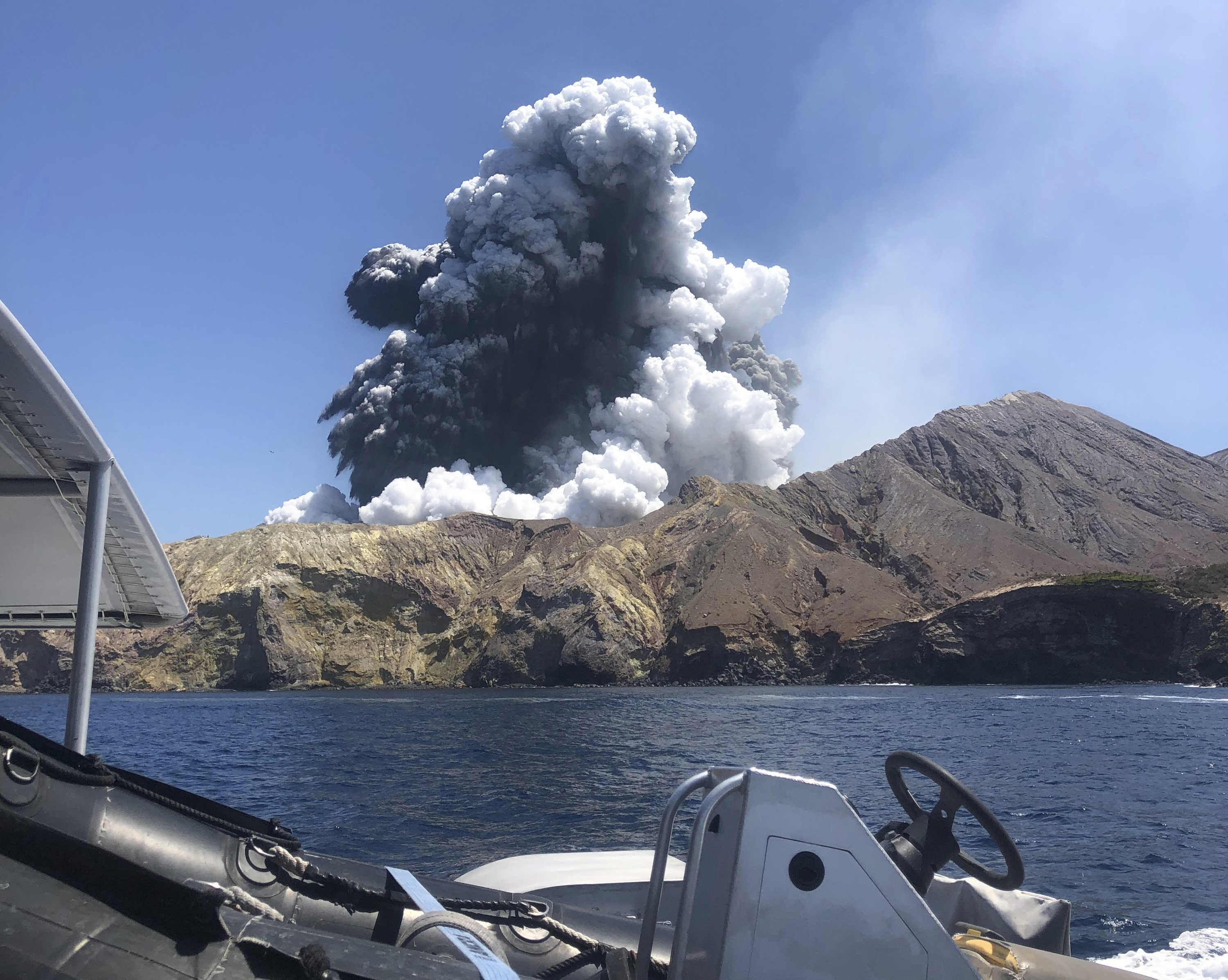 A volcanic eruption on White Island, New Zealand 