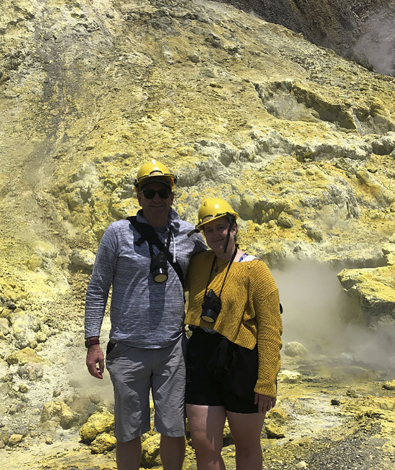 Lillani Hopkins with her father Geoff prior to the eruption on White Island off the coast of Whakatane, New Zealand