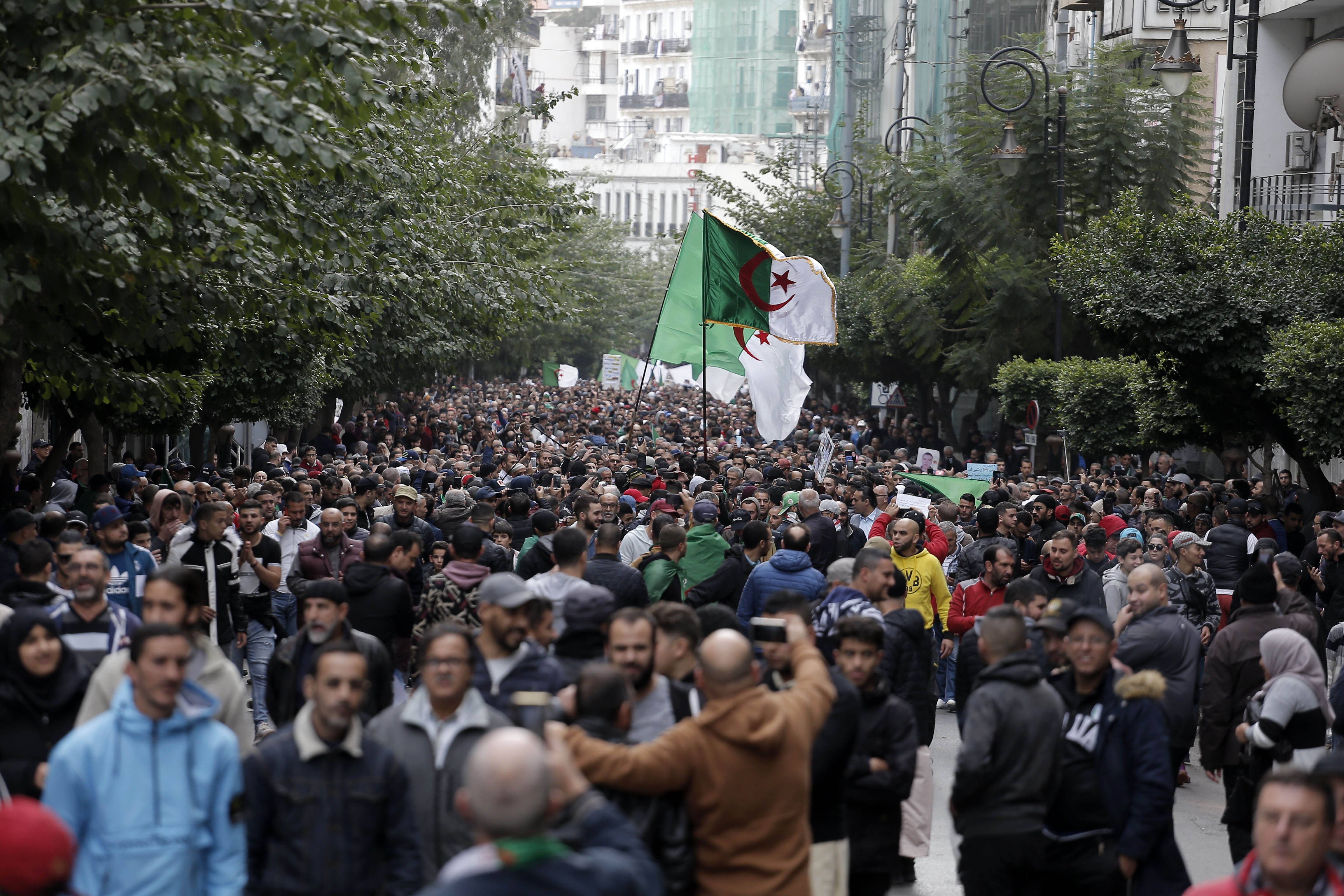 Algerian demonstrators take to the streets in the capital Algiers