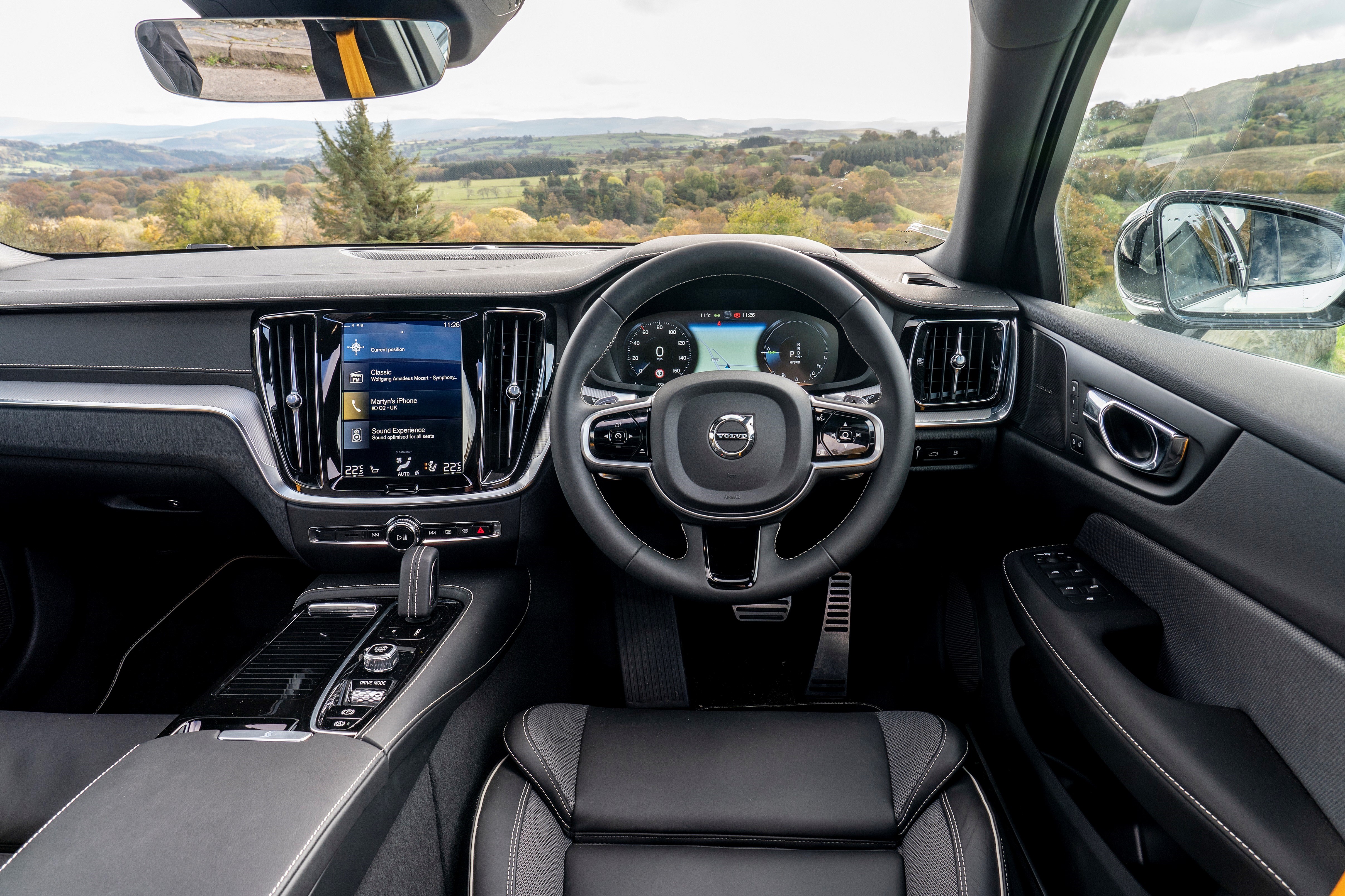 The interior of the car is largely the same as the standard V60's 