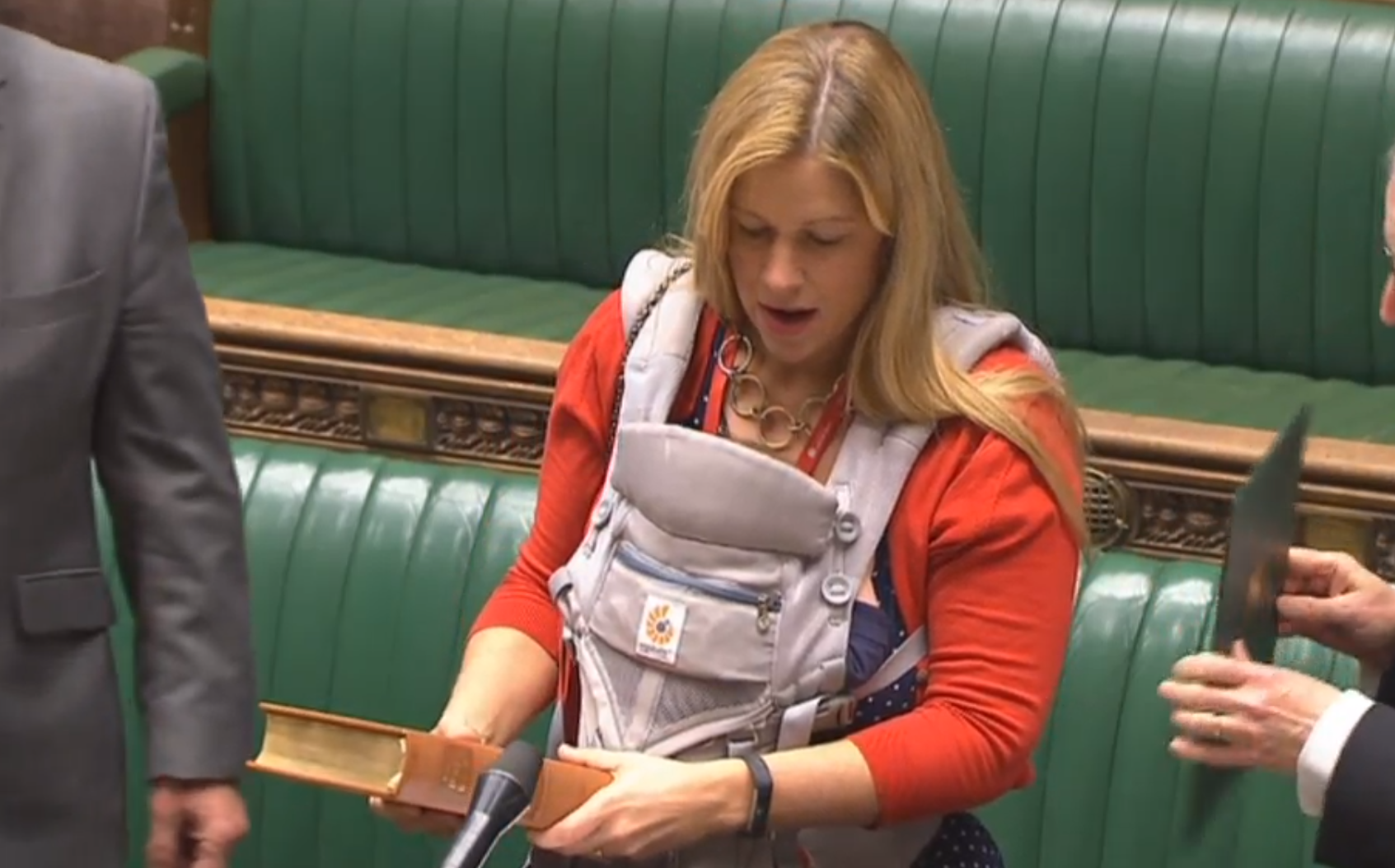 Labour MP Ellie Reeves with her newborn son
