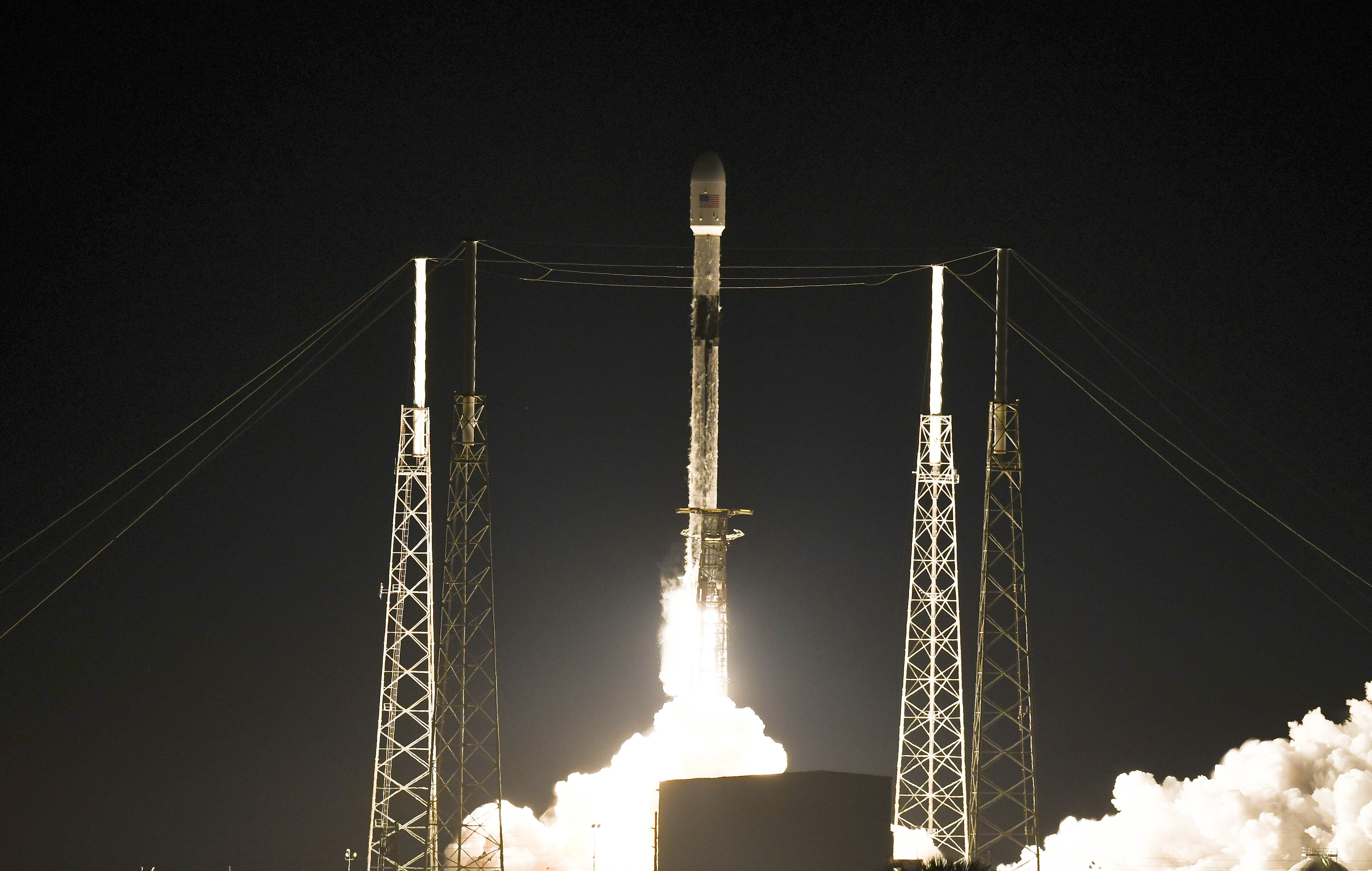 A SpaceX Falcon 9 rocket lifts off from Cape Canaveral Air Force Station, Florida