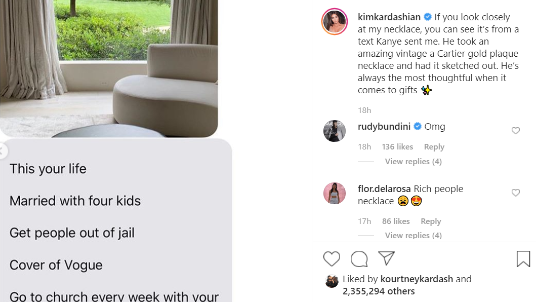 Screengrab from Kim Kardashian's Instagram