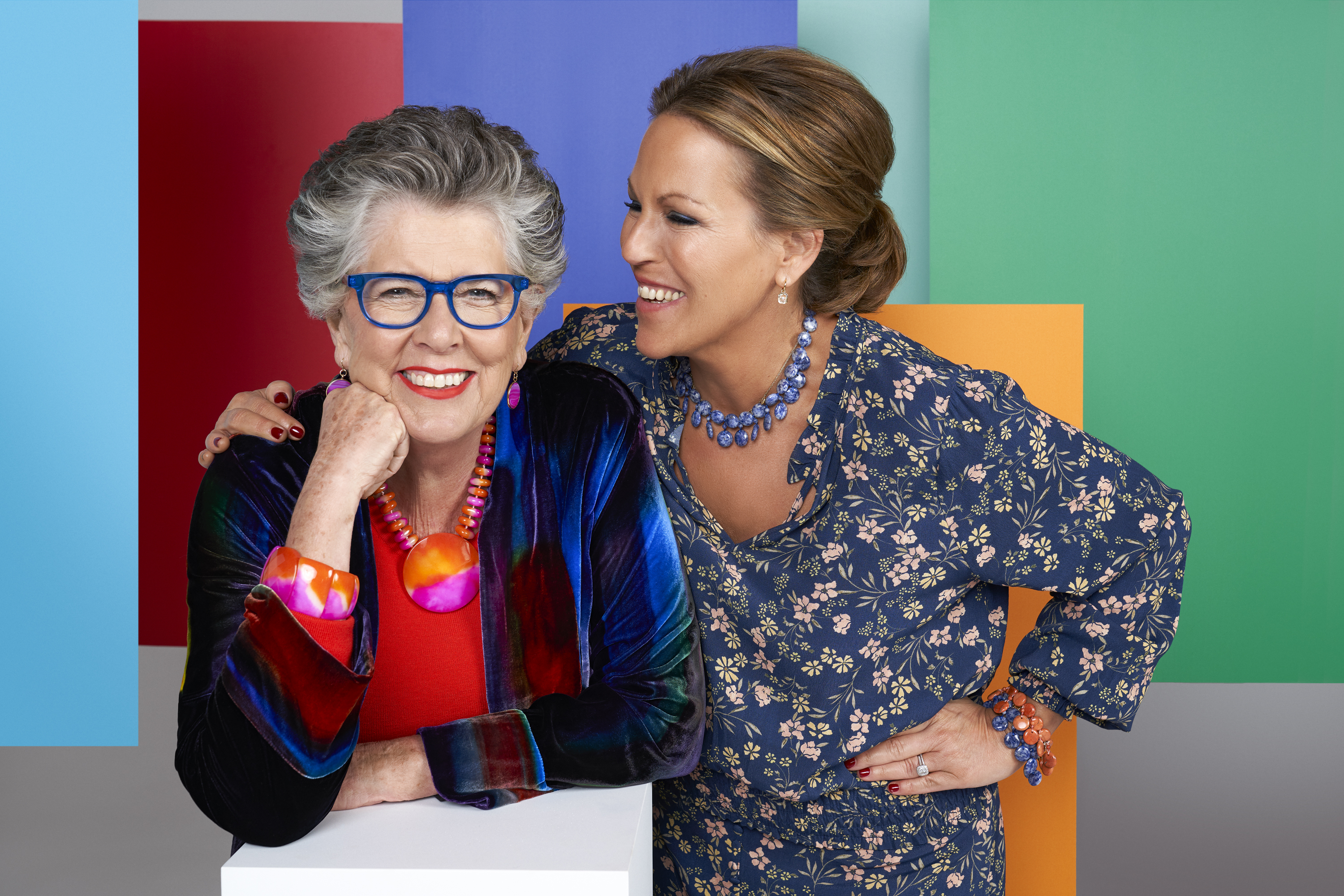Prue Leith and Nikki Gewirtz wearing items from the Prue X Lola Rose jewellery collection