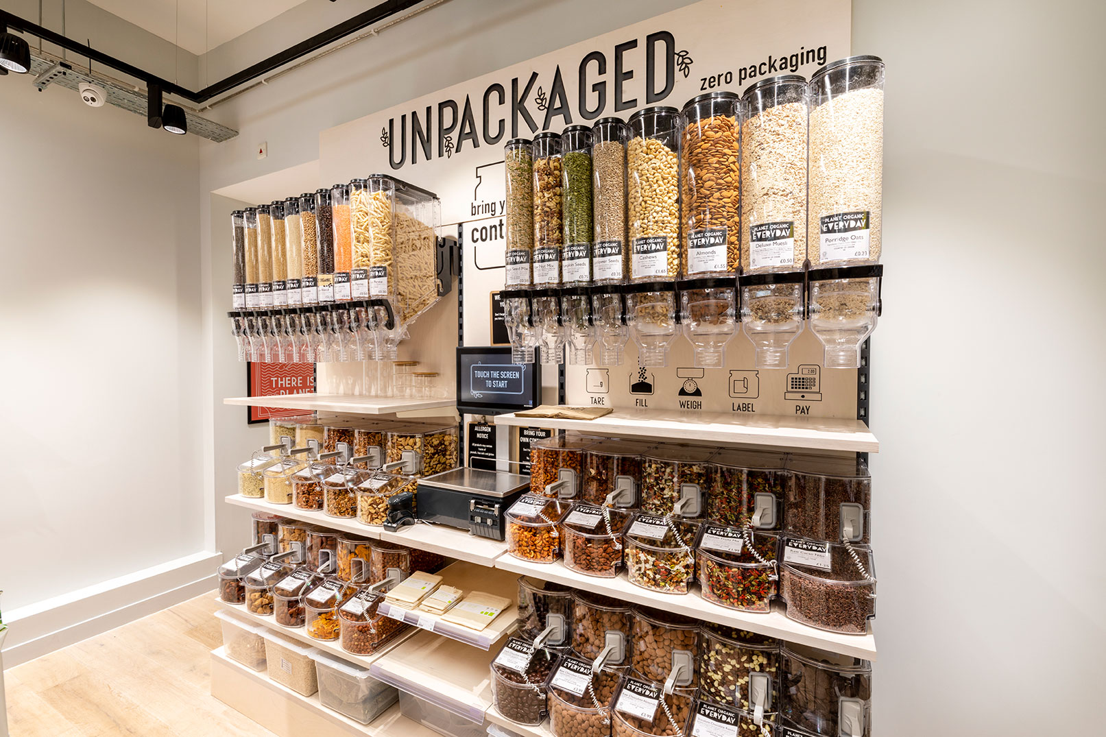 Planet Organic unpacked food stand