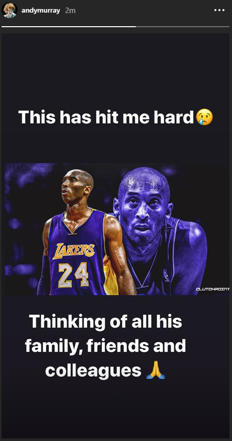 Andy Murray pays tribute to Kobe Bryant (Andy Murray's Instagram account)
