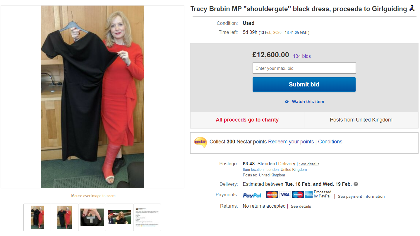 Tracy Brabin‘shouldergate& dress surpasses £12,000 in charity auction