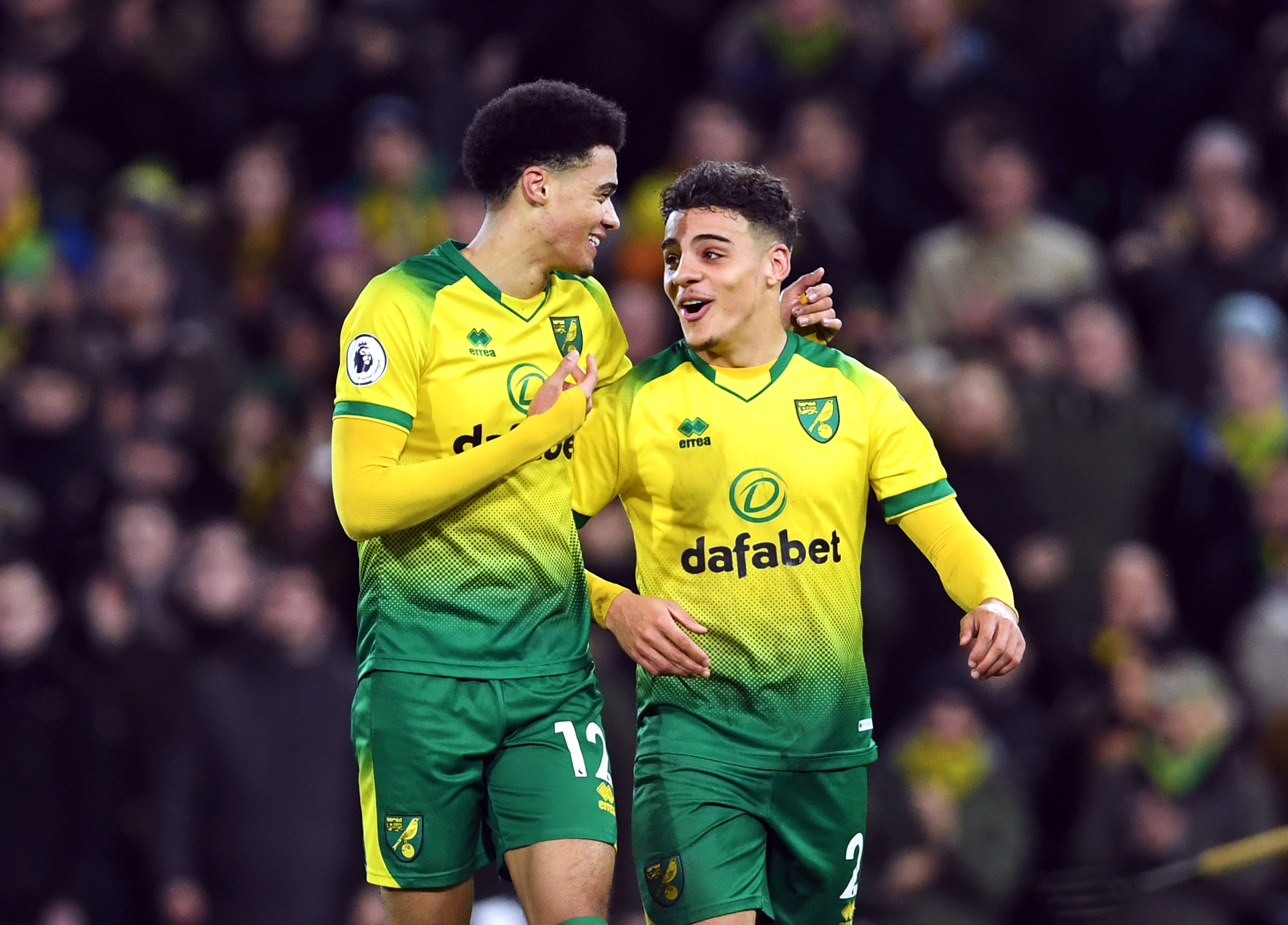 Jamal Lewis, left, netted Norwich's winner after being set up by Max Aarons