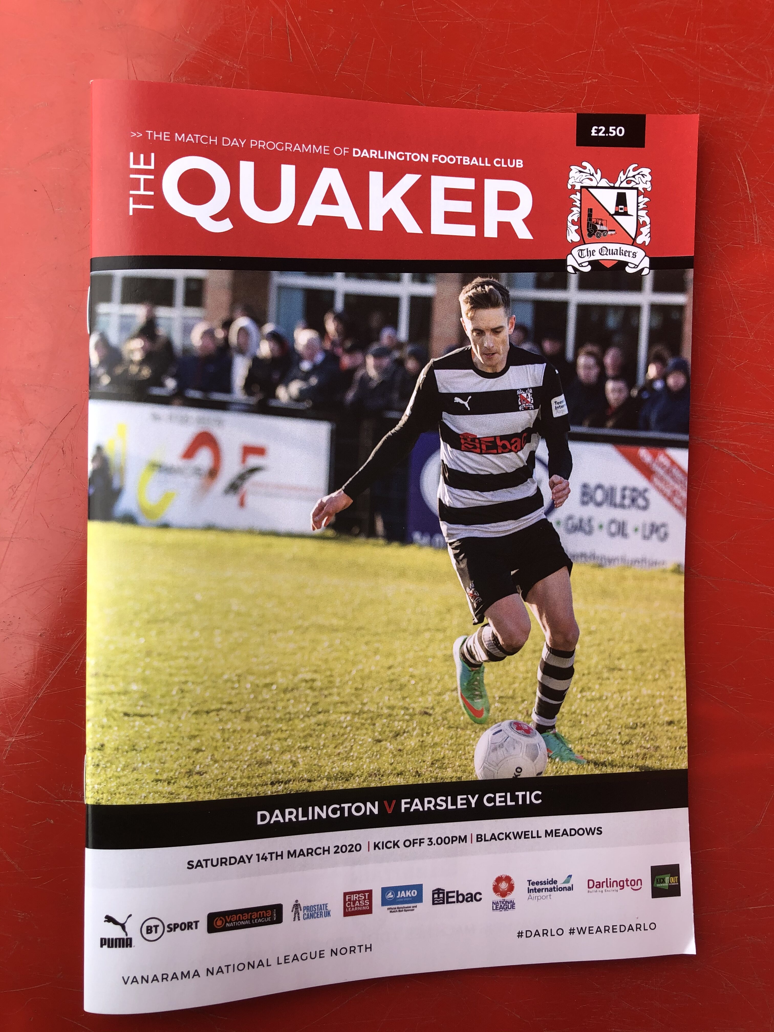 The Darlington v Farsley Celtic match programme