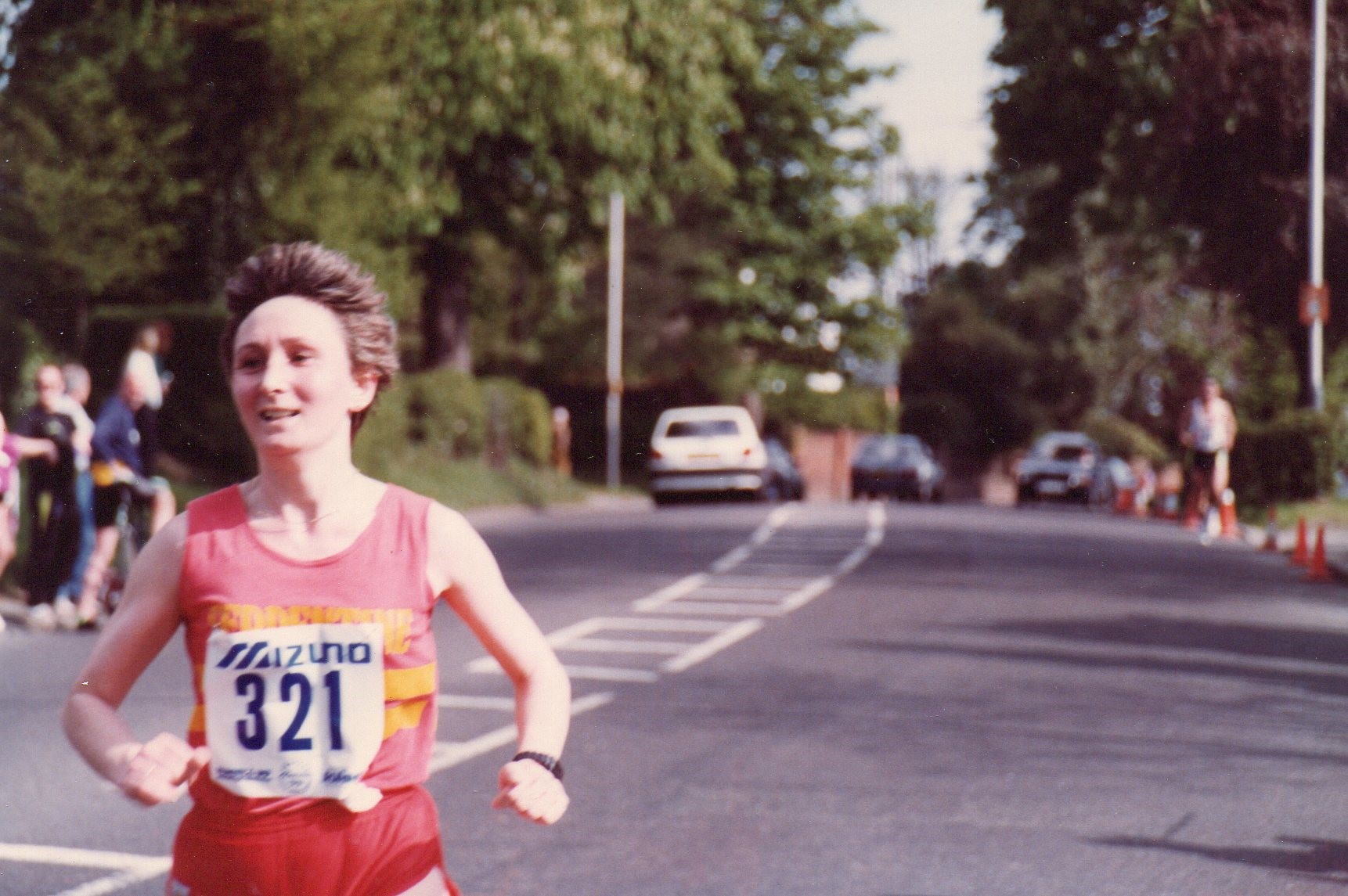 Barbara approaching the finish line in the 1990 Finchley 20 mile road race (Family handout/PA)