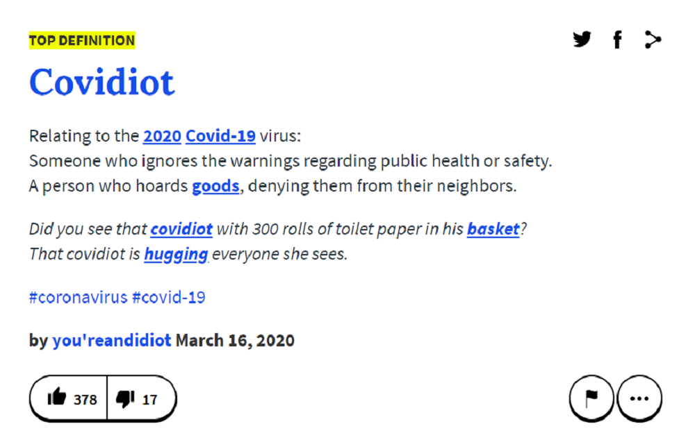 Urban Dictionary coins terms covidiot amid pandemic The National