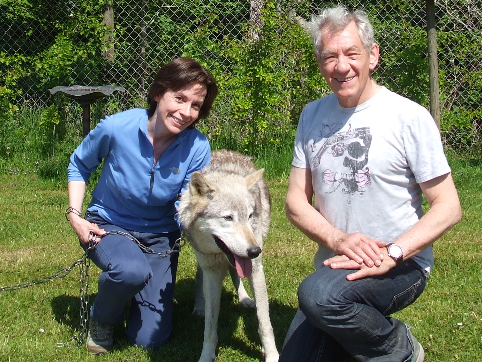 Michelle Paver with Sir Ian McKellen, who reads the audiobooks