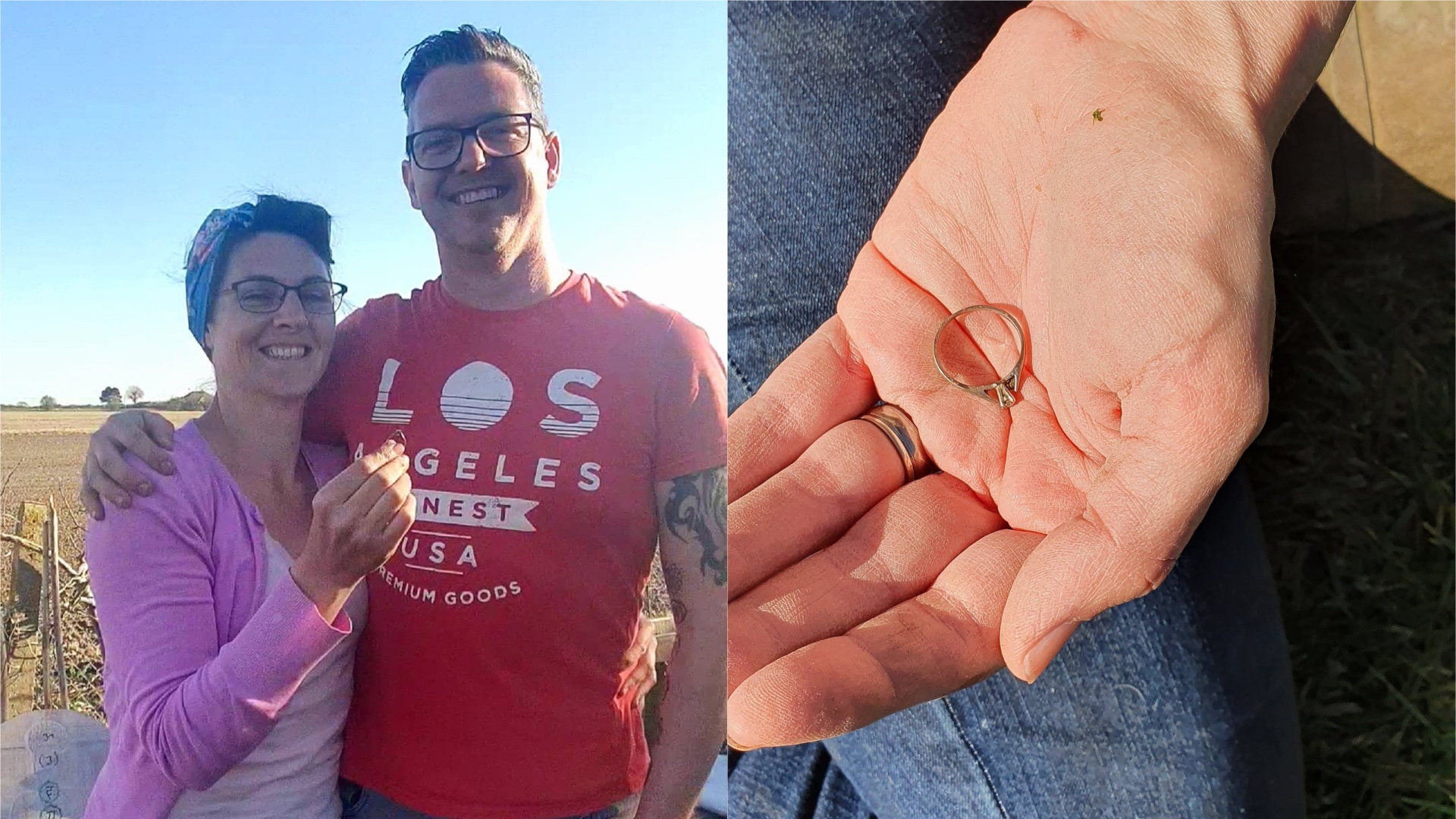Alison Brown and Steve Brown, after the former found her engagement ring in the garden after two and a half years