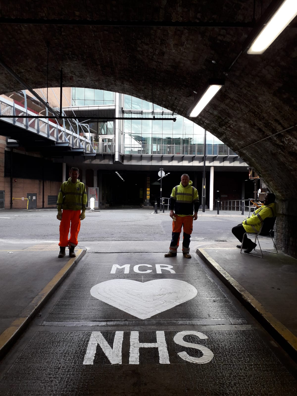 A road marking in Manchester in support of the NHS