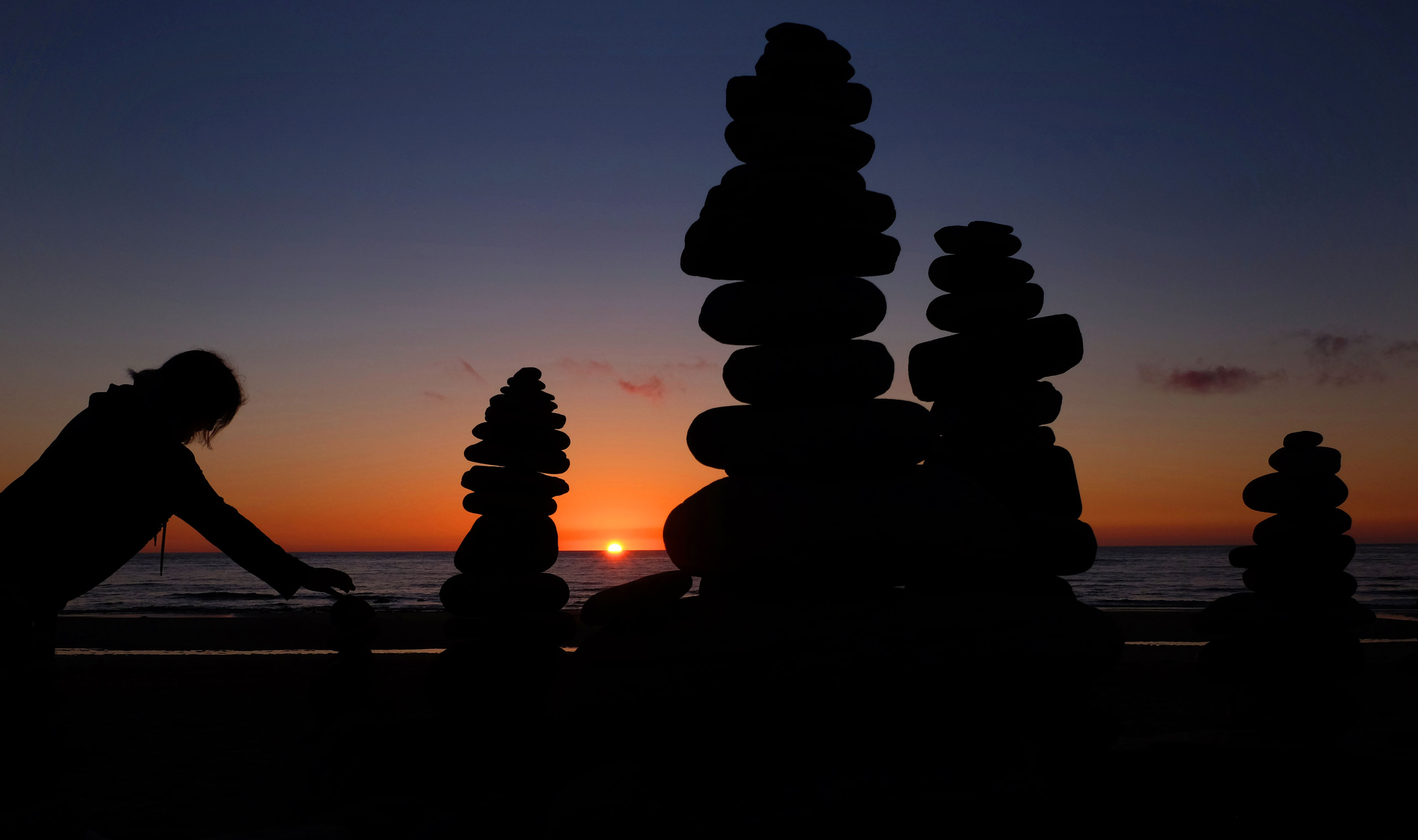 Pebble sculptures in Whitley Bay