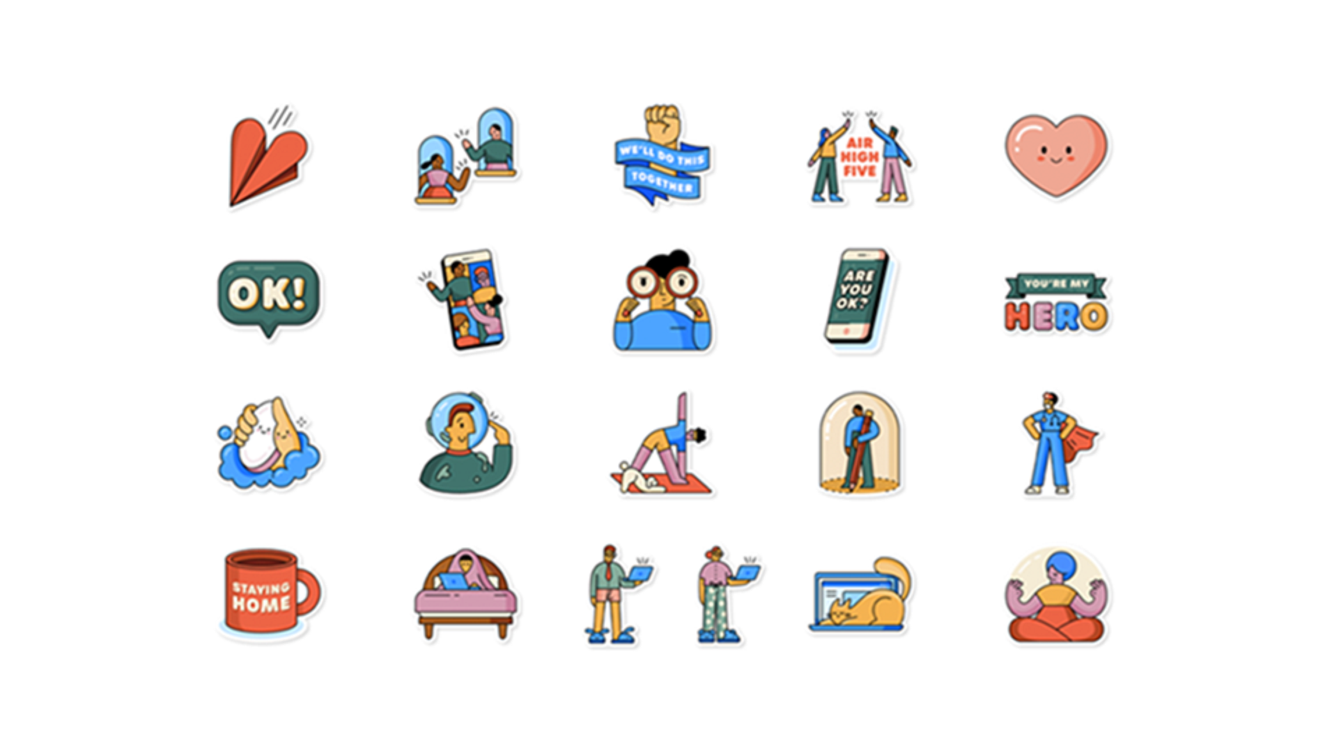 WhatsApp's new Together at Home sticker pack. 