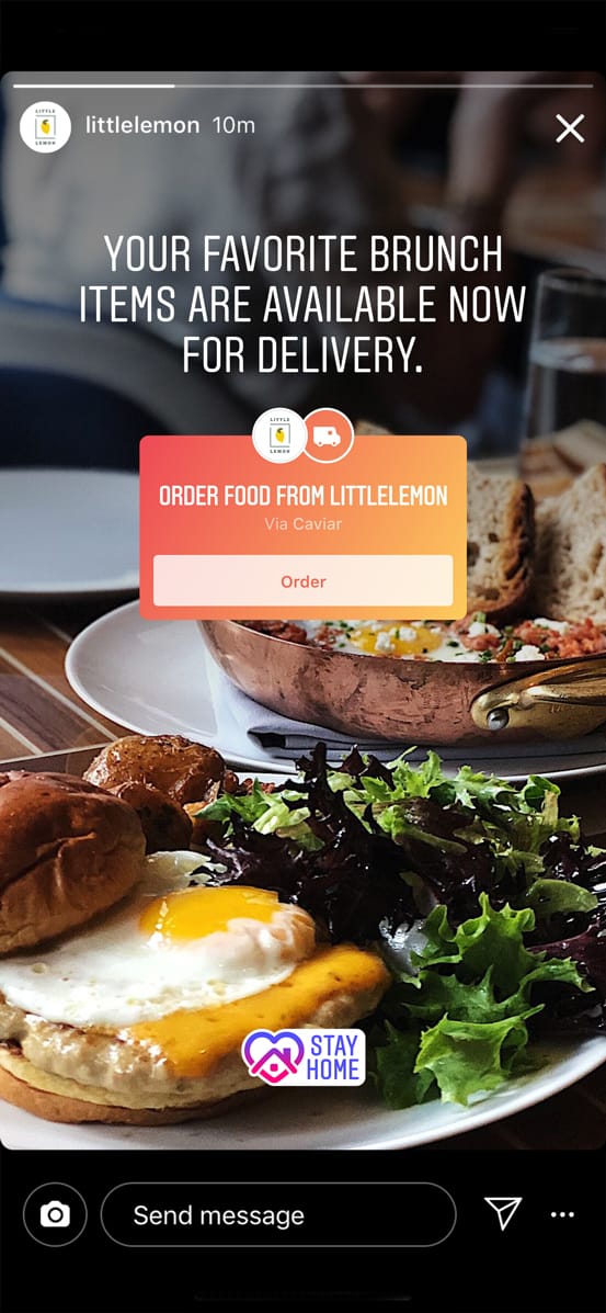 Instagram's new Food Order stickers