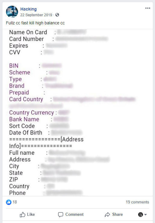 Example of fraudulent activity uncovered by Which? on a Facebook group