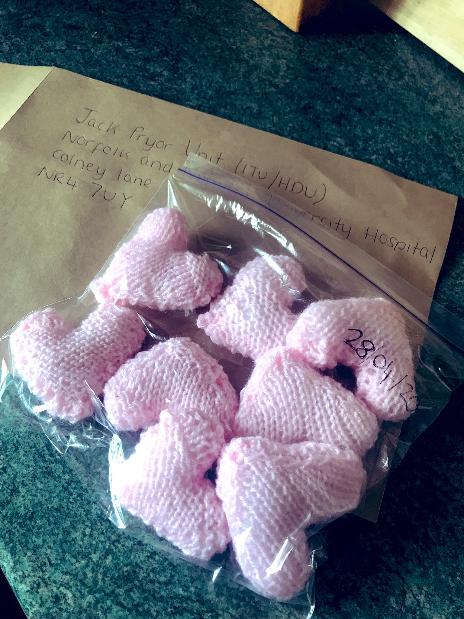 Hearts made by a nurse for patients in palliative care