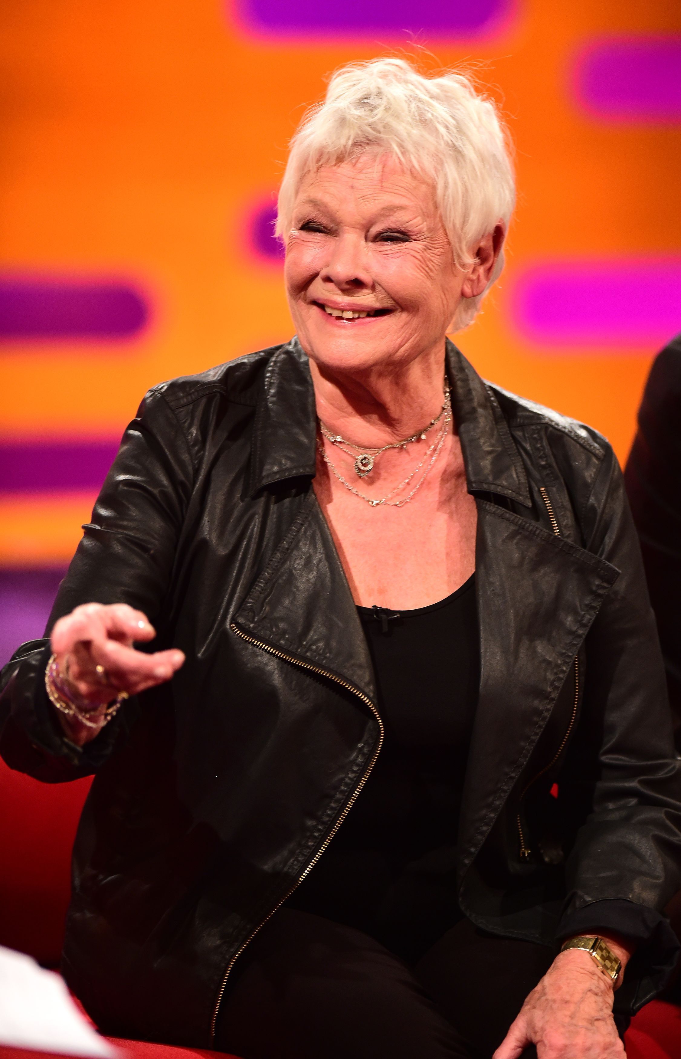 Dame Judi Dench during filming for The Graham Norton show at the London Studios, London.