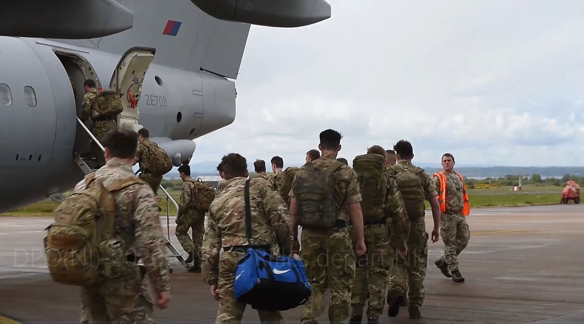 2 Rifles leave RAF Flying Station Aldergrove for Kabul