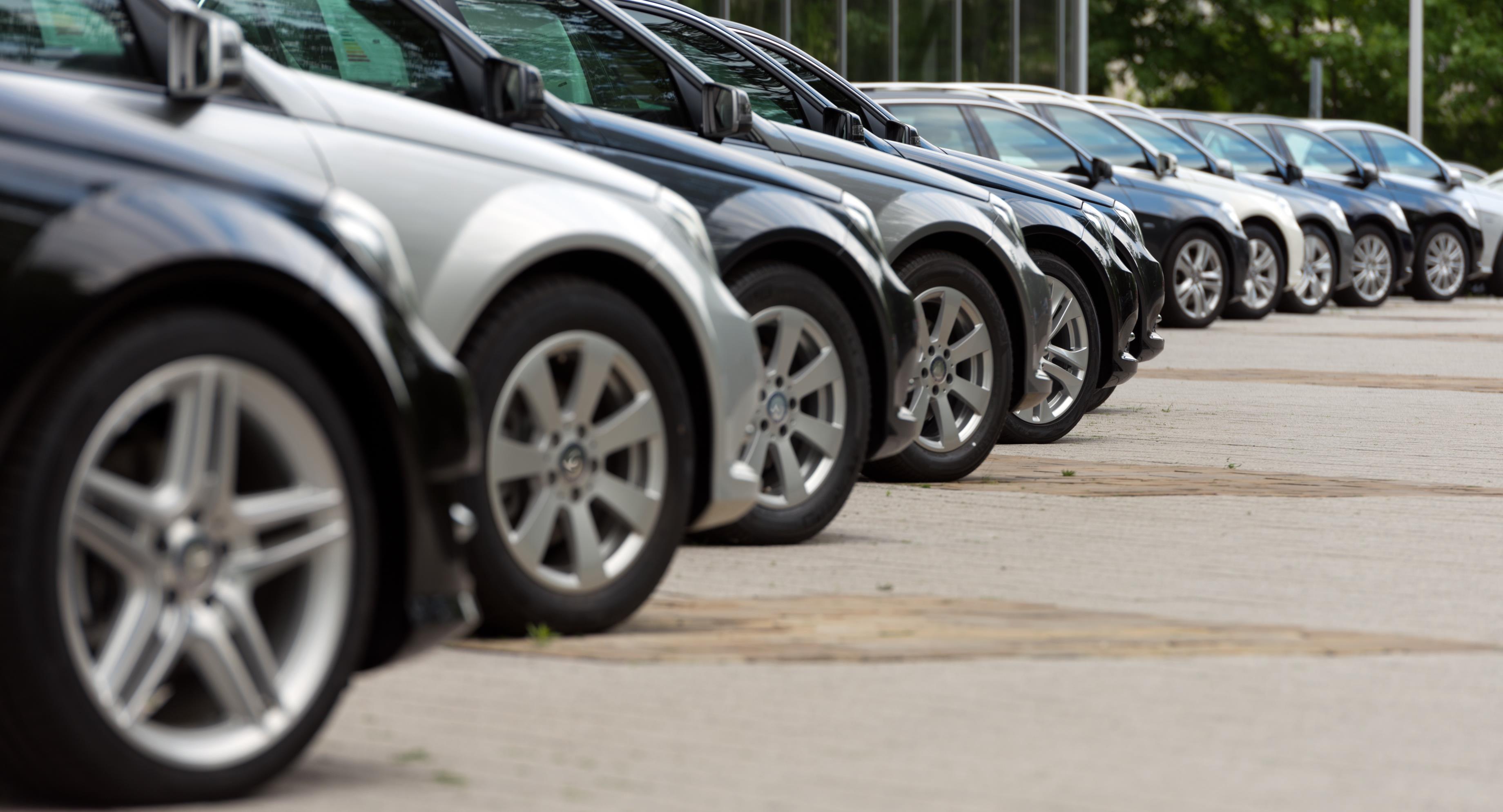 Used cars in a line