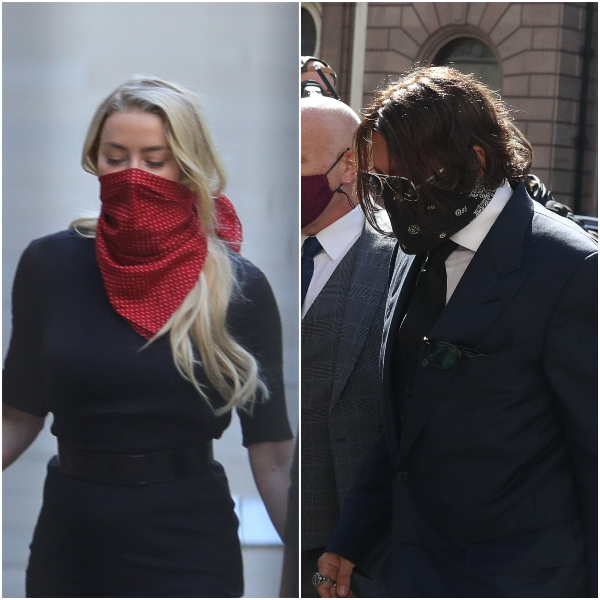 Amber Heard and Johnny Depp outside court