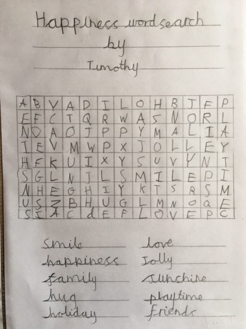 The word search that Timothy Madders sent the Queen. (Jo Madders/ PA)
