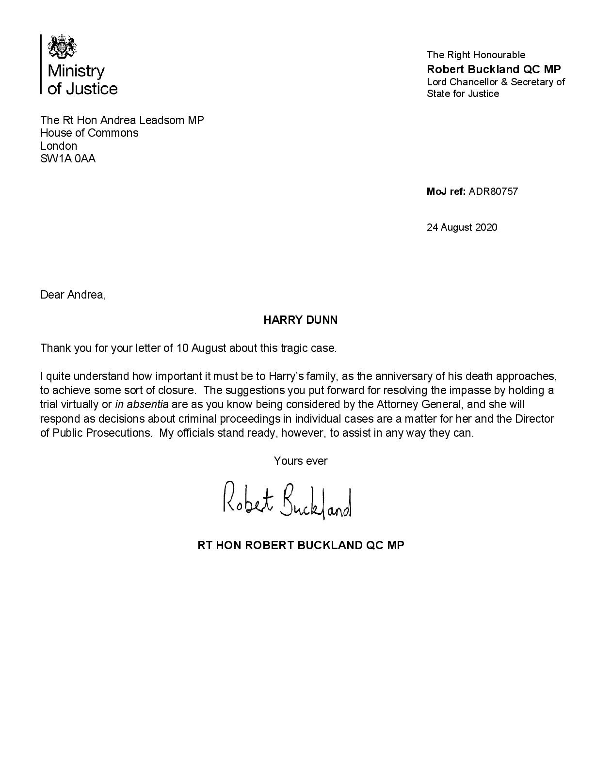 Robert Buckland letter