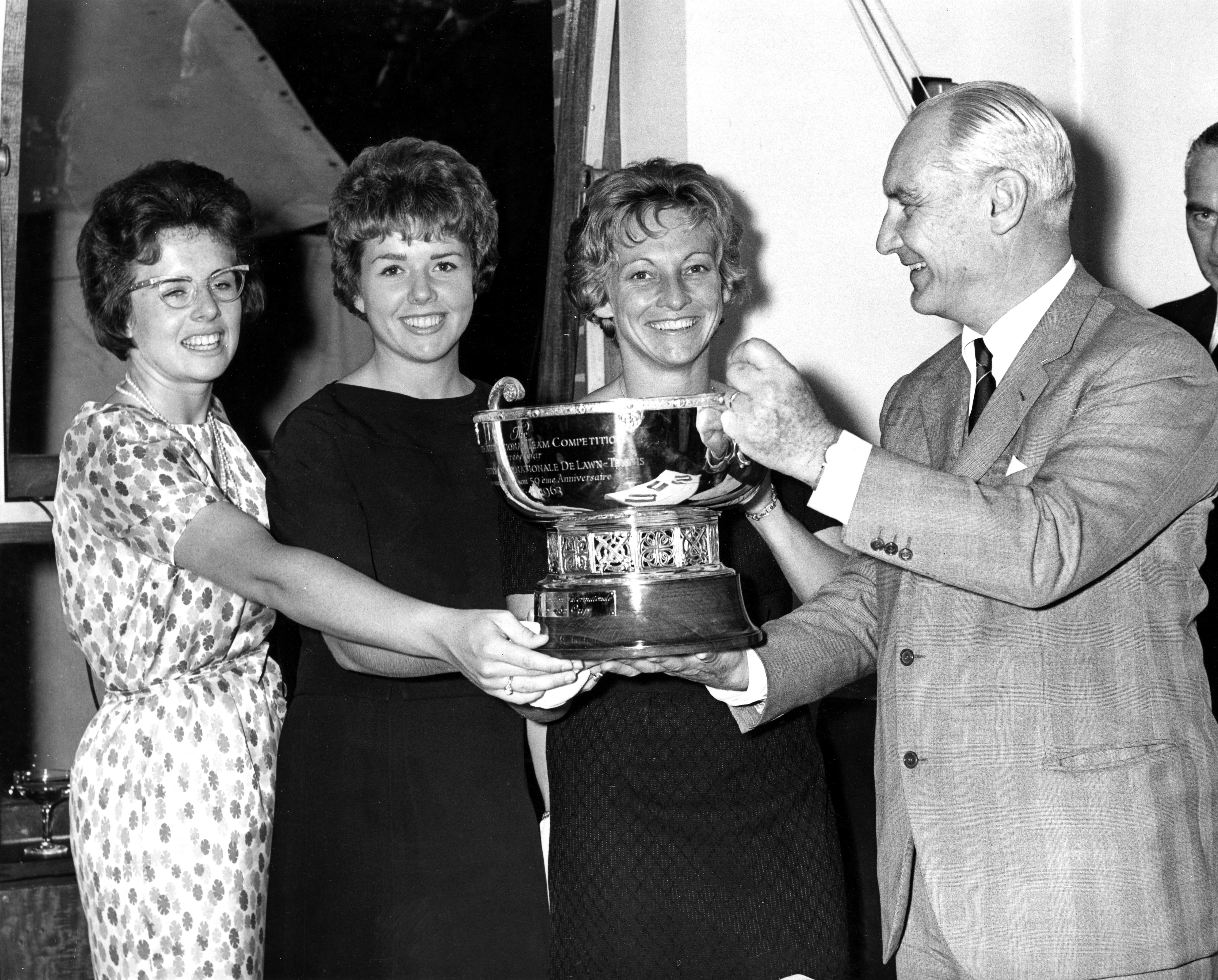 Billie Jean King, left, was part of the winning team at the first edition of the Fed Cup in 1963
