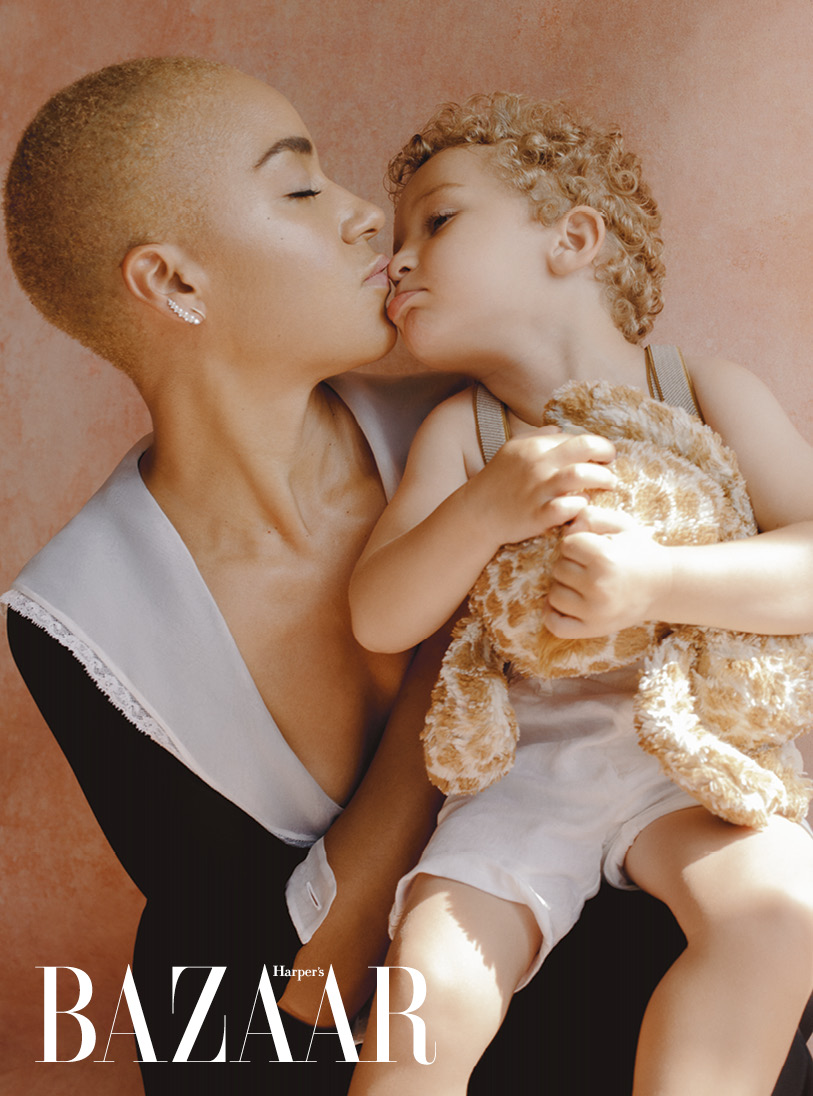 Actress Cush Jumbo and her son appear in the upcoming Harper's Bazaar