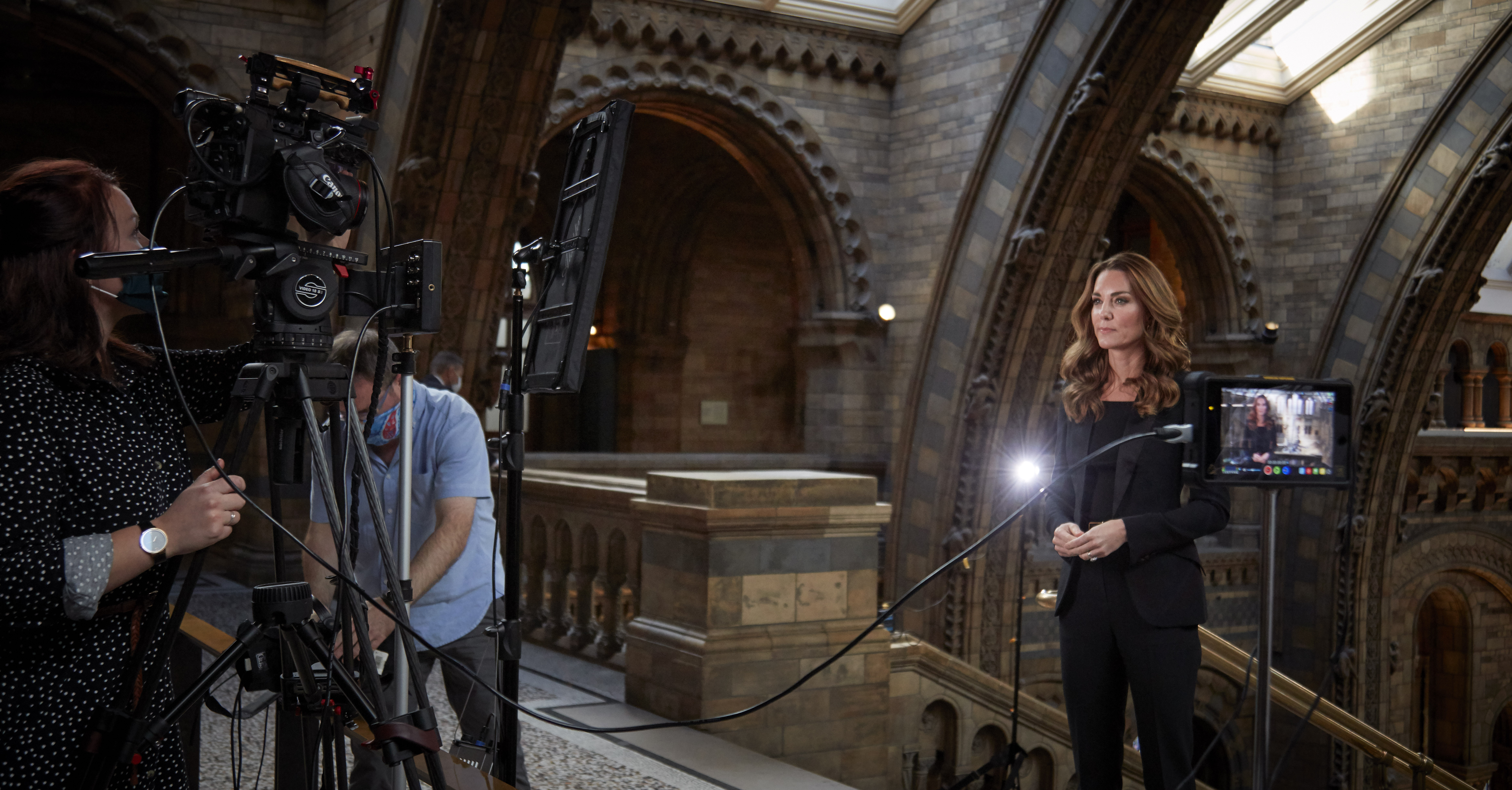 Kate being filmed in the museum 