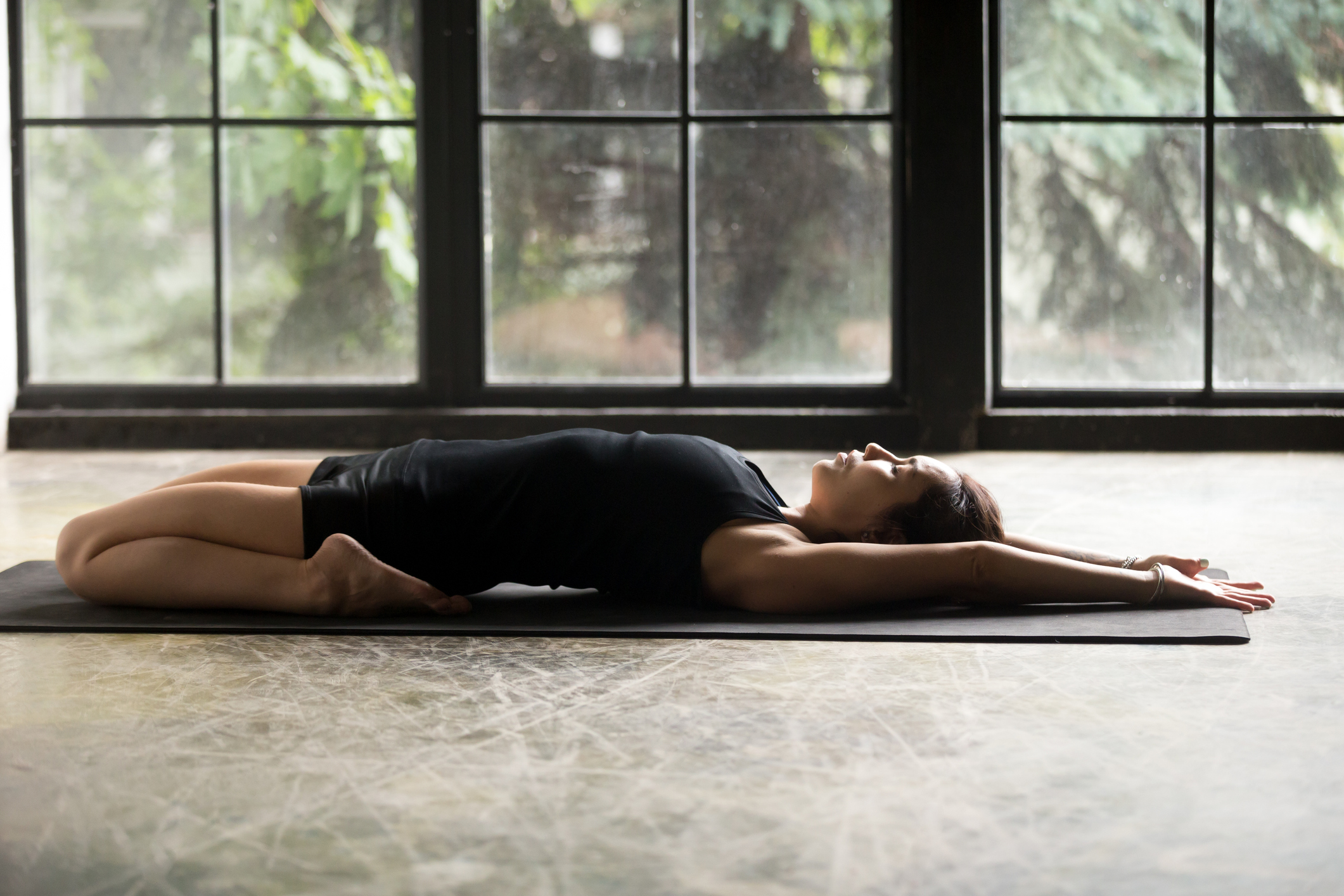 Woman in saddle pose