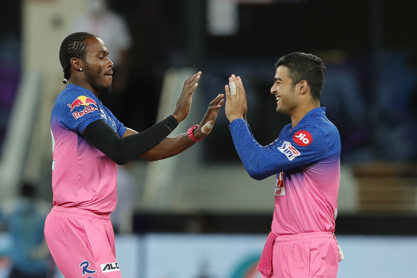 Jofra Archer, left, has been one of the Rajasthan Royals' key performers this year (BCCI/handout)