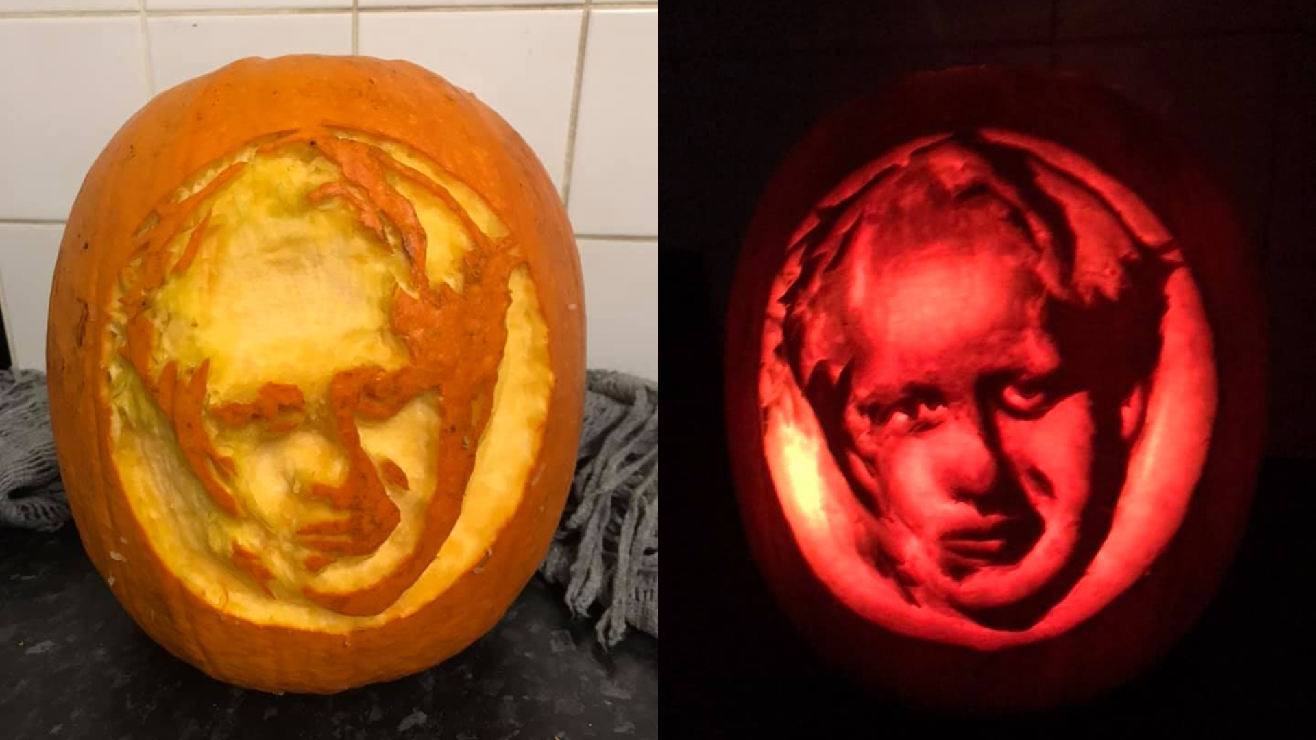 A Boris Johnson themed pumpkin