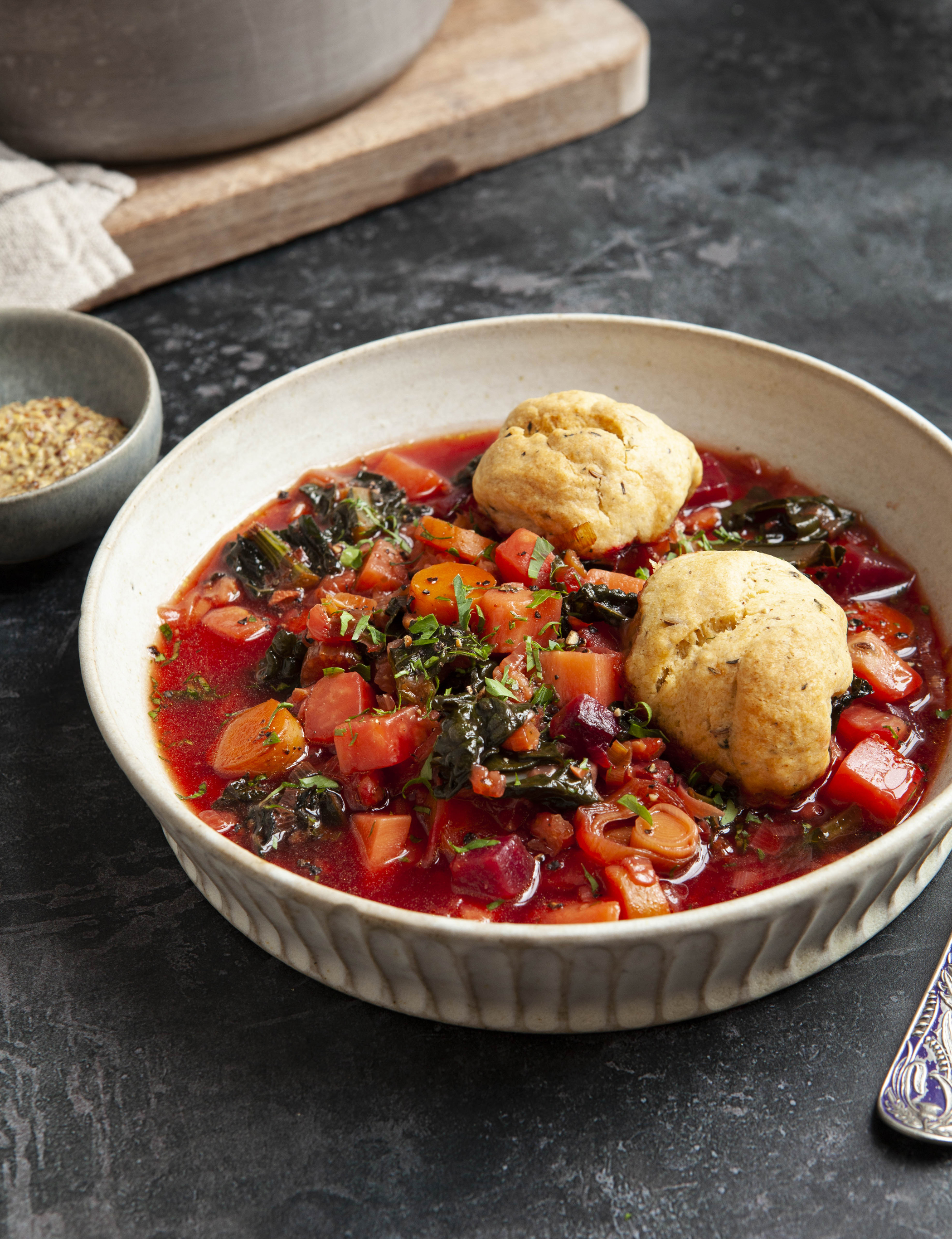 winter vegetable soup with dumplings