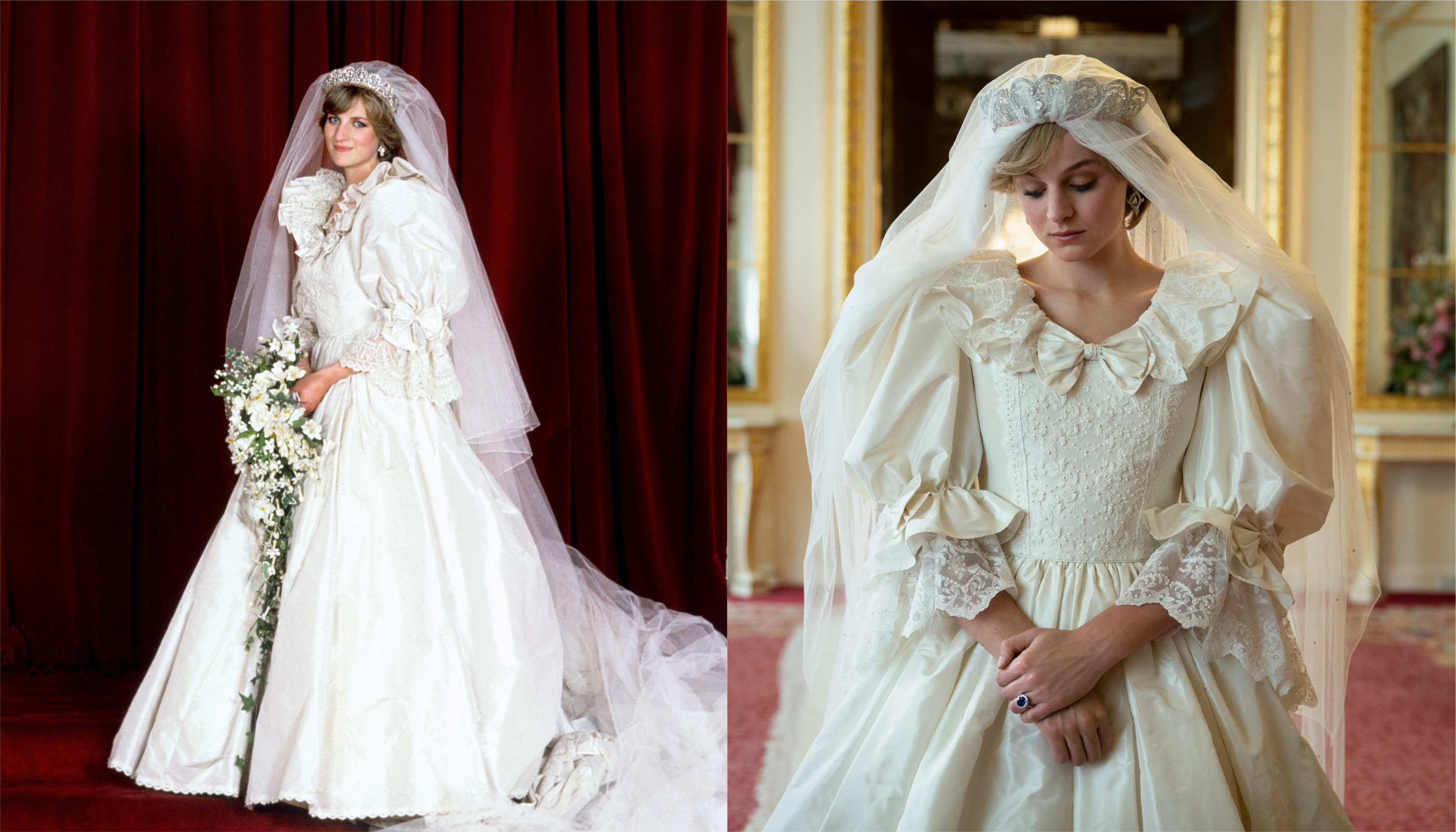 Diana's wedding dress and its on-screen replica
