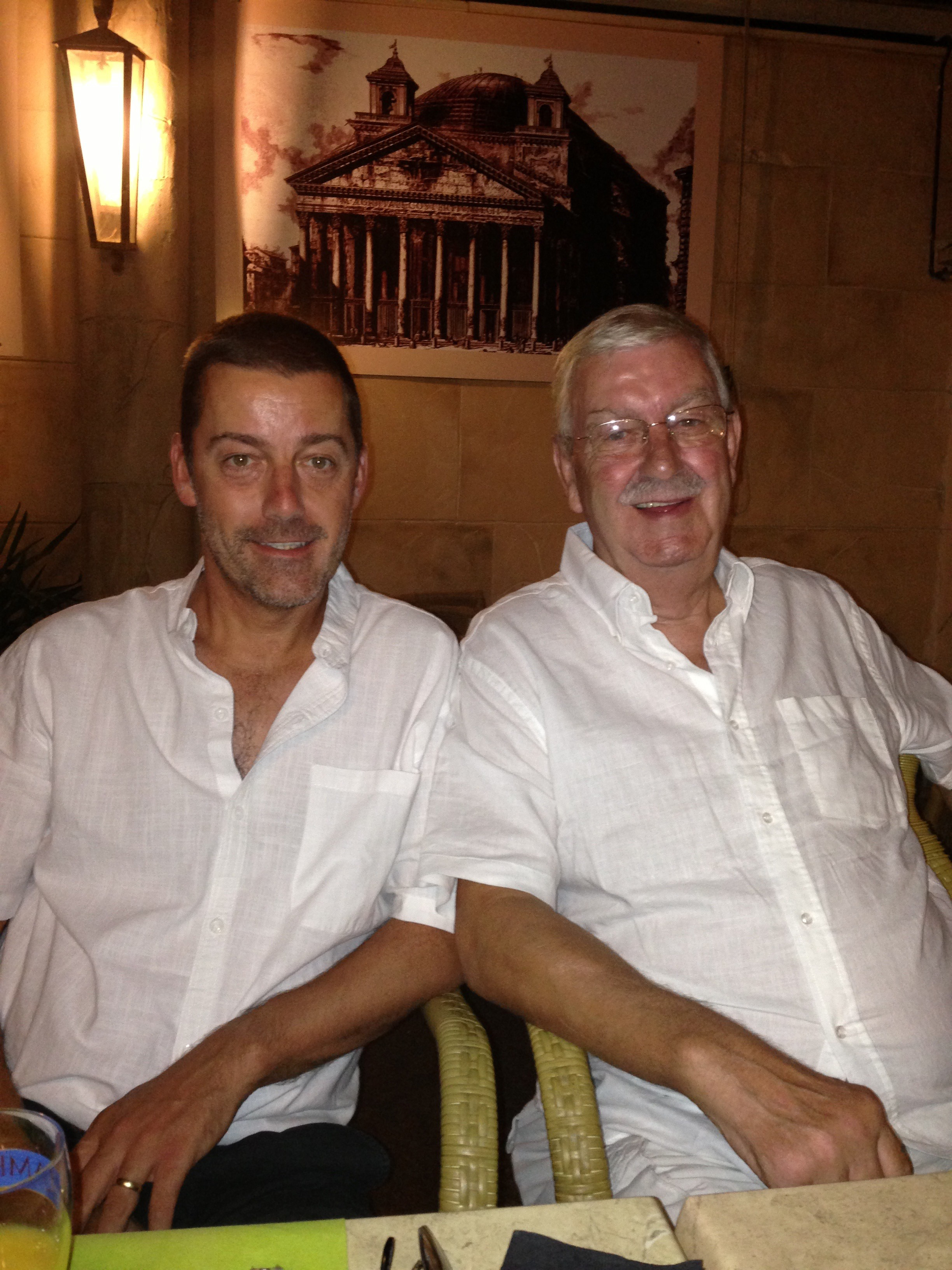 Mark Williams with his father Mike, who died from liver cancer having never been diagnosed with haemochromatosis (Mark Williams/University of Exeter/PA).