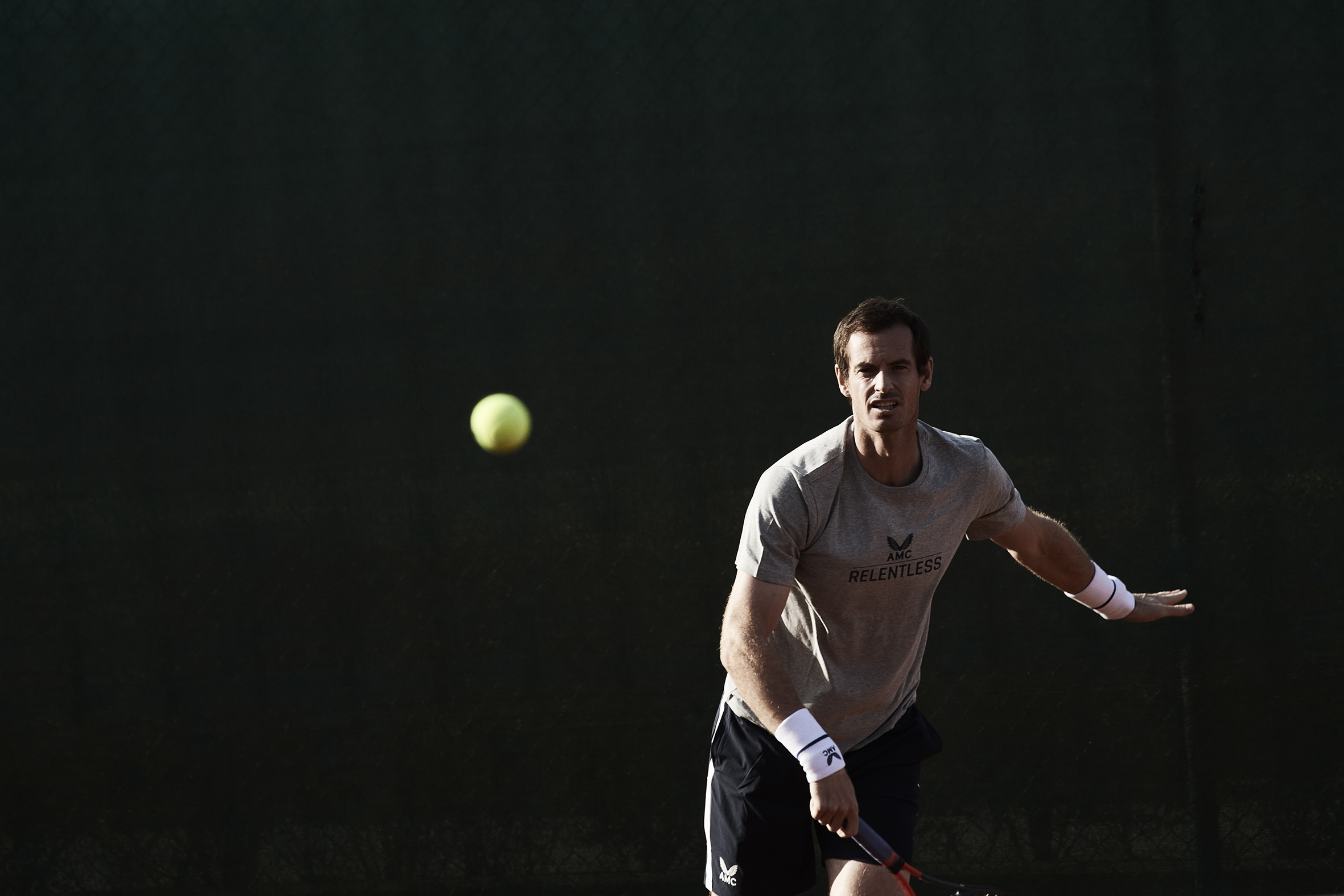 Andy Murray, wearing his AMC clothing brand, has thrown himself into gym work
