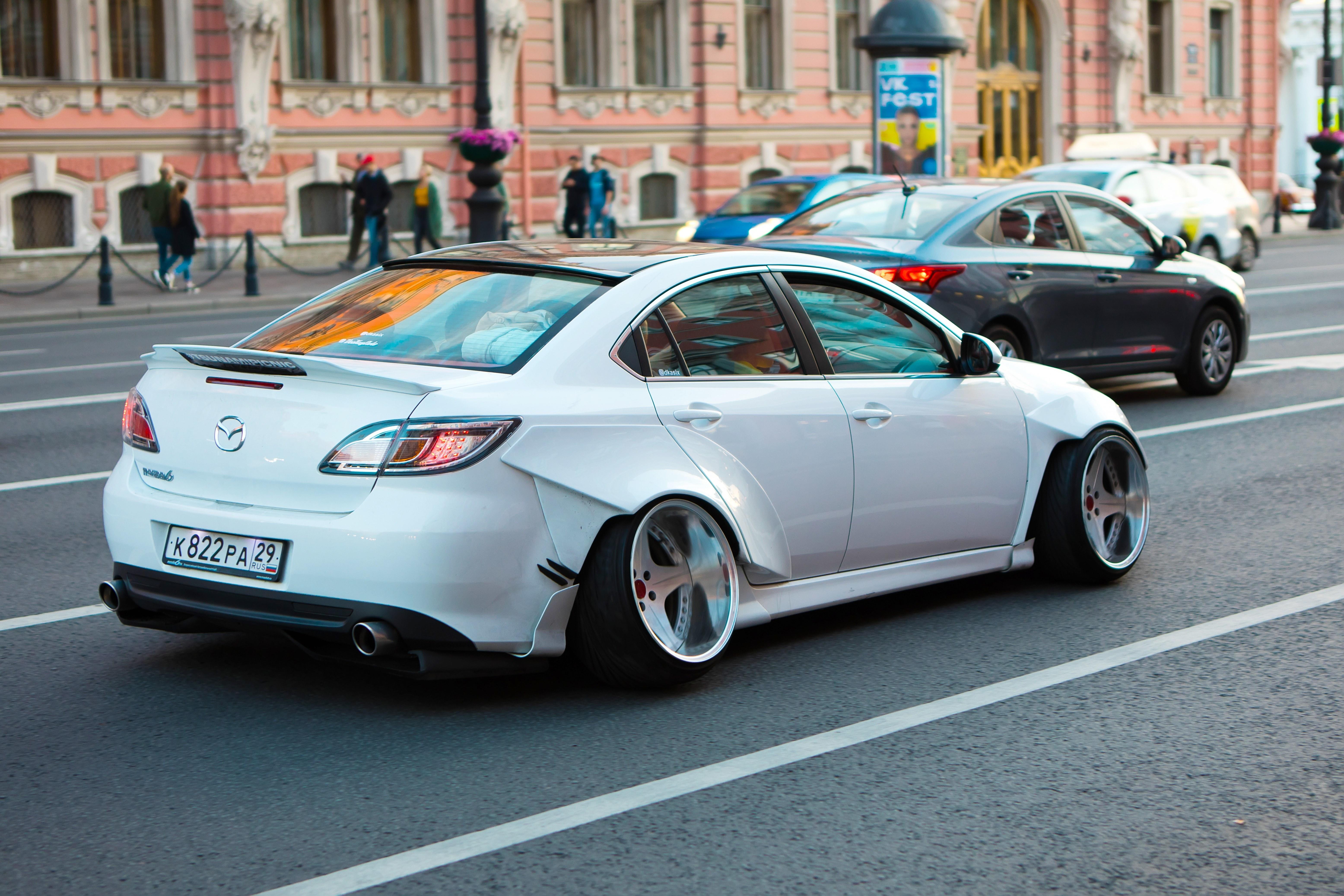 Mazda with heavily cambered wheels