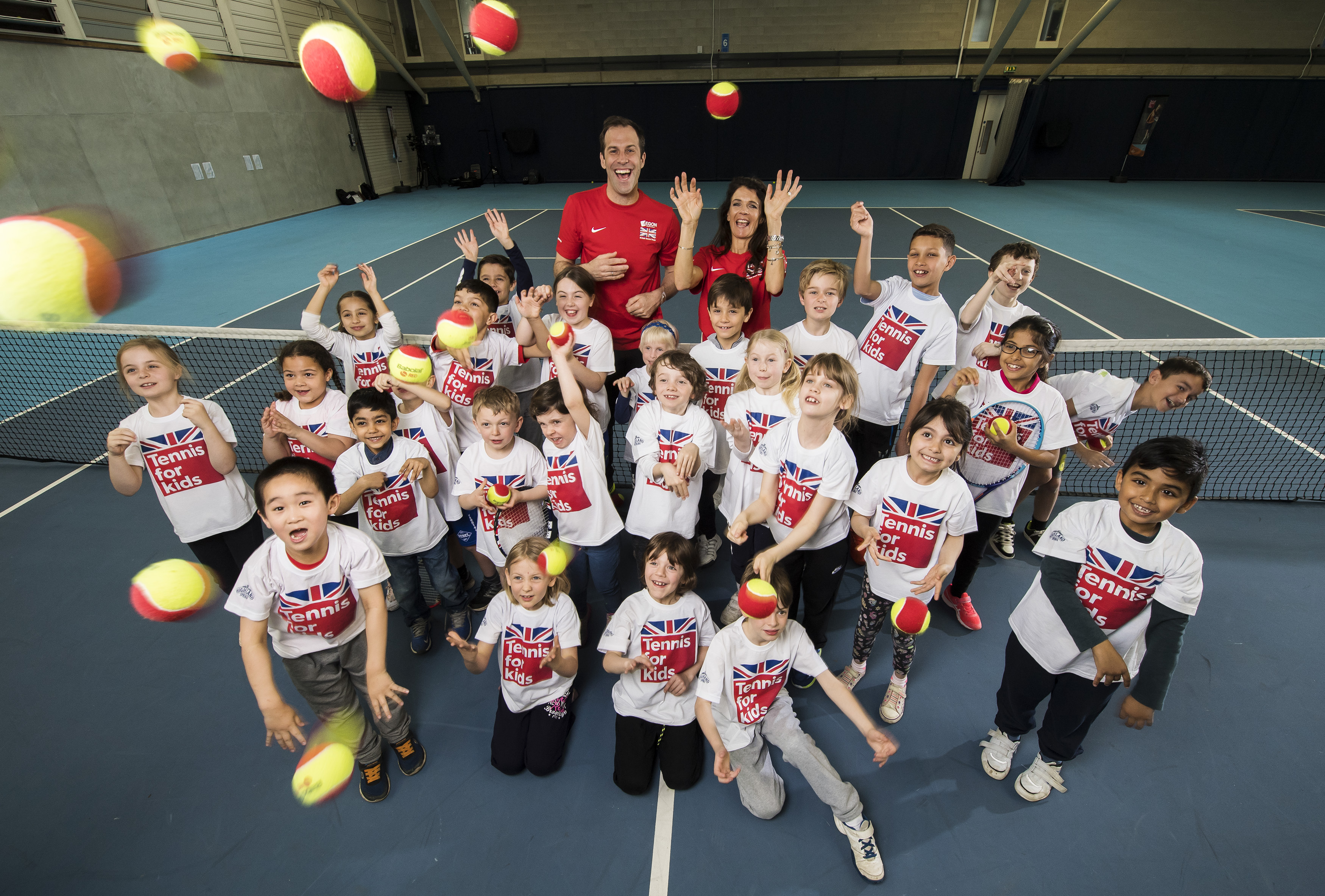 Greg Rusedski and Annabel Croft help out with Tennis for Kids