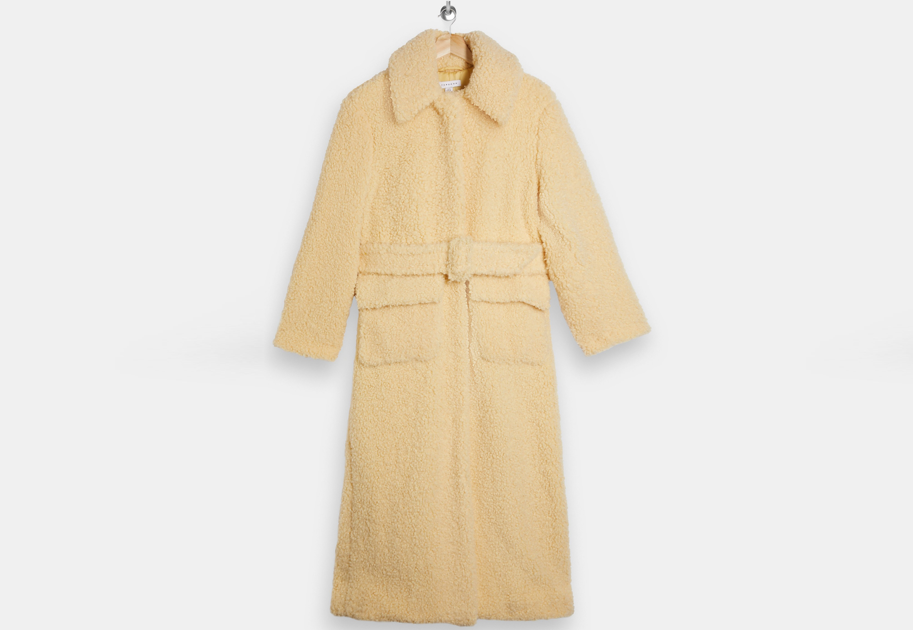 Topshop Buttermilk Borg Maxi Belted Coat, £63.99 (was £79.99)