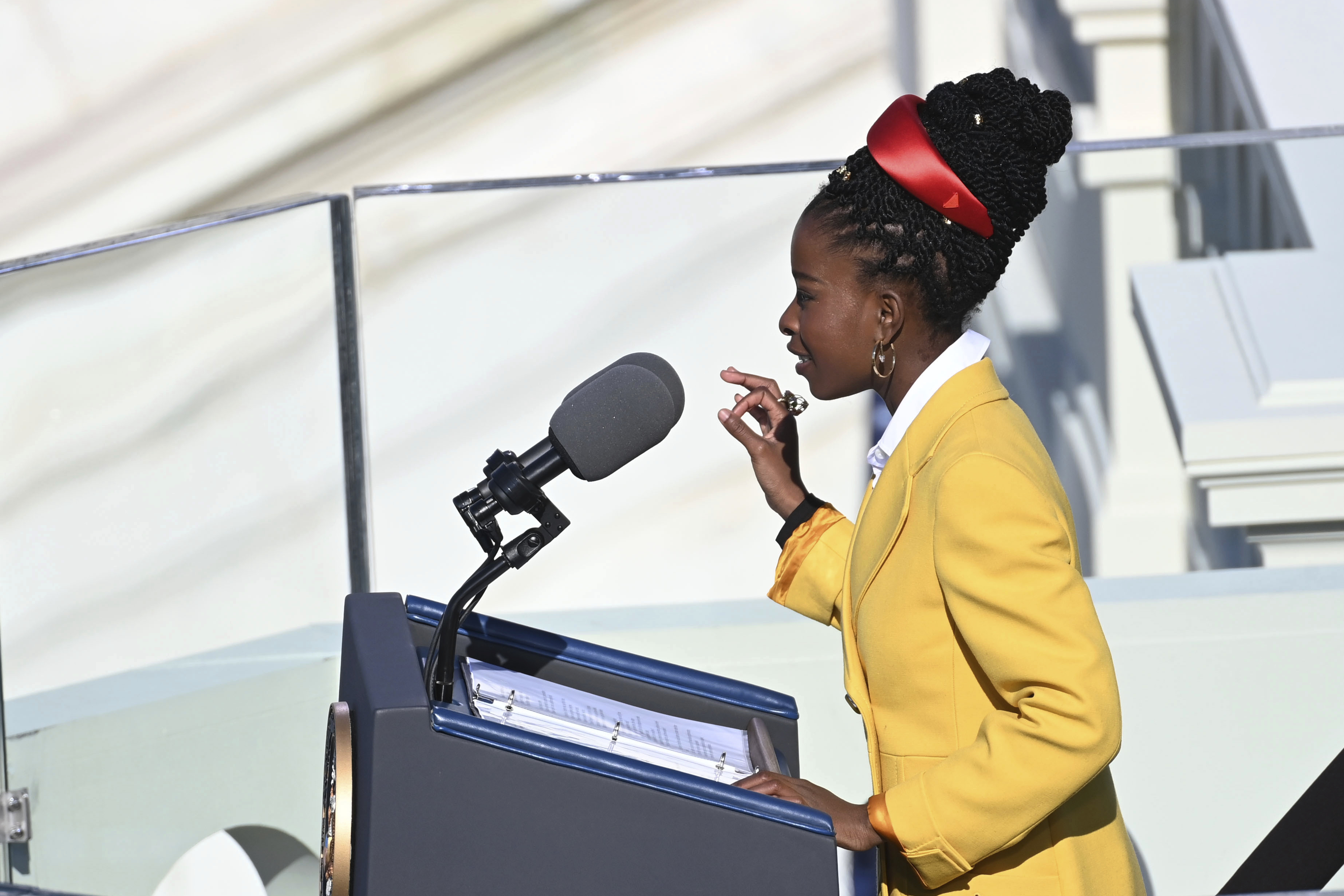 Amanda Gorman recites a poem at the inauguration