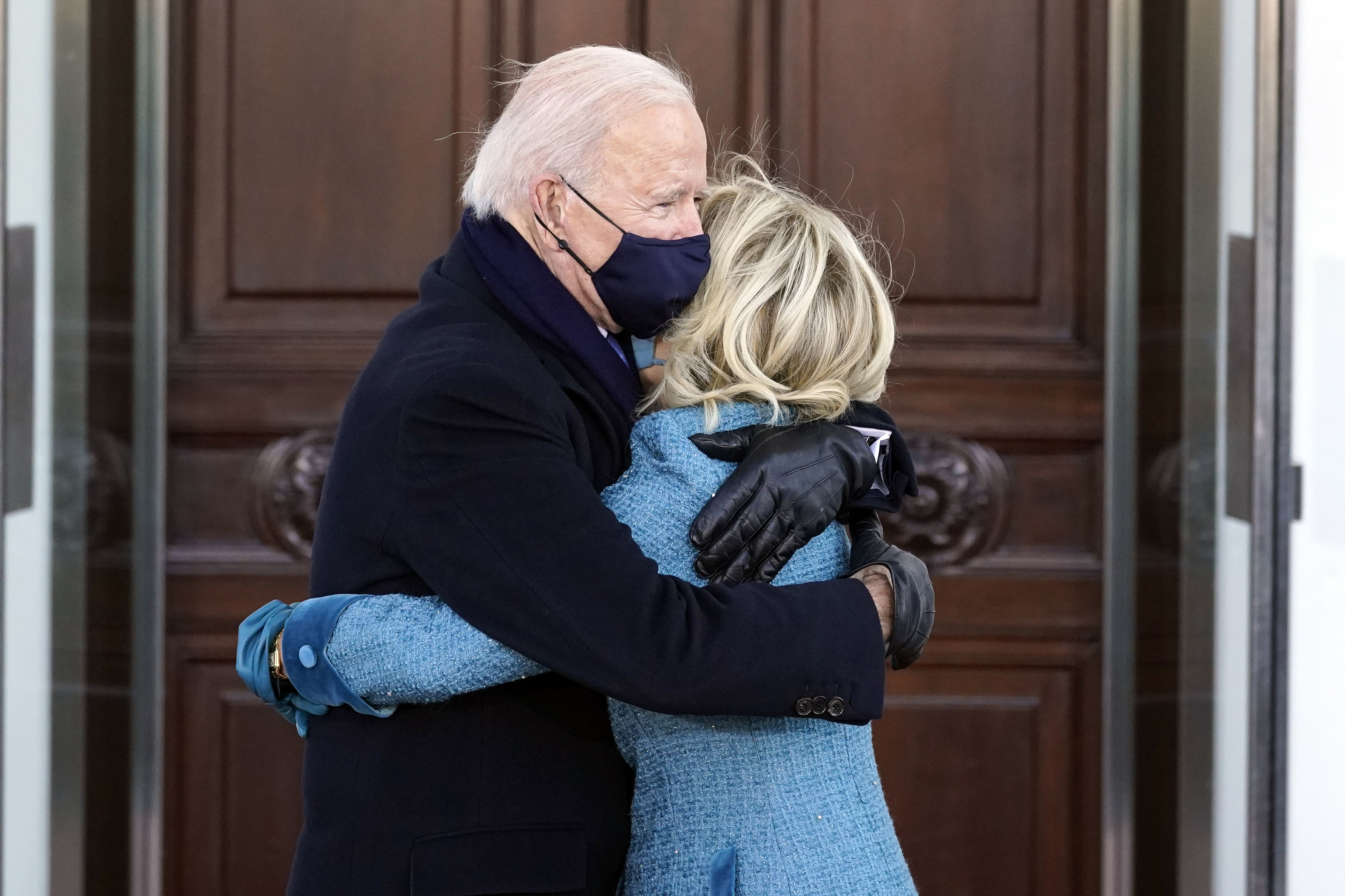 The Bidens hug outside the White House 