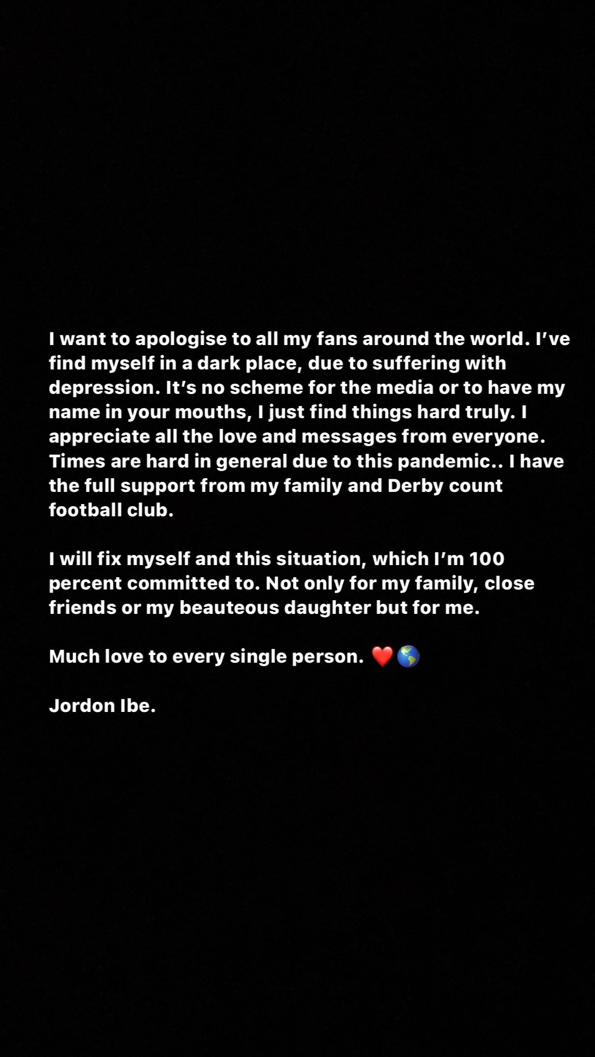 Jordan Ibe's Instagram story